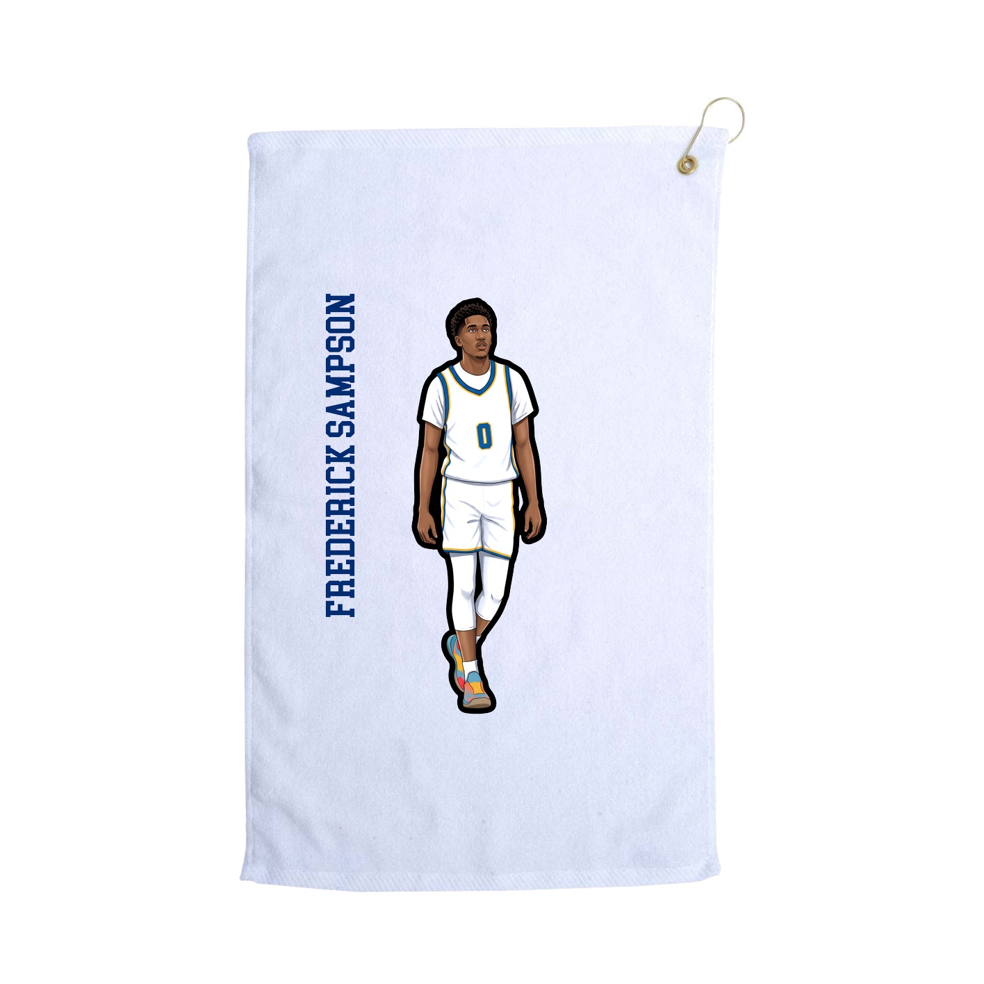 Golf Towel — Name Vertical in White