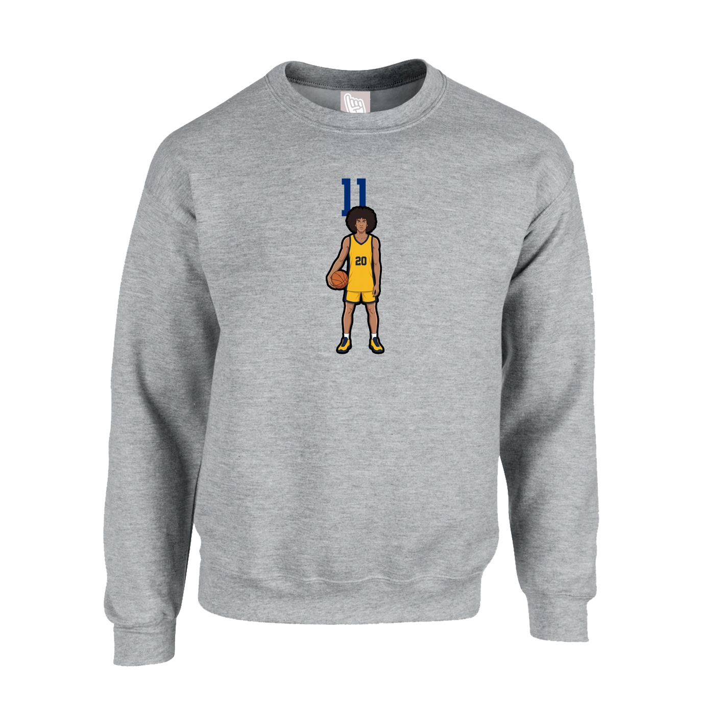 Fleece Crew — Number Top in Grey