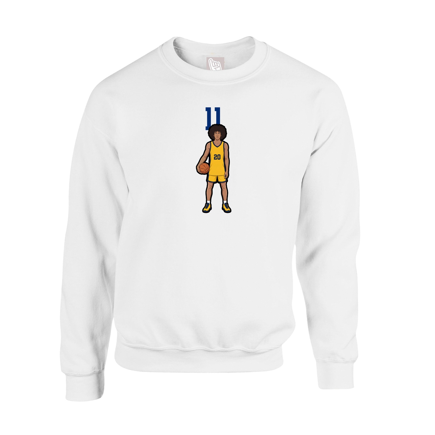 Fleece Crew — Number Top in White