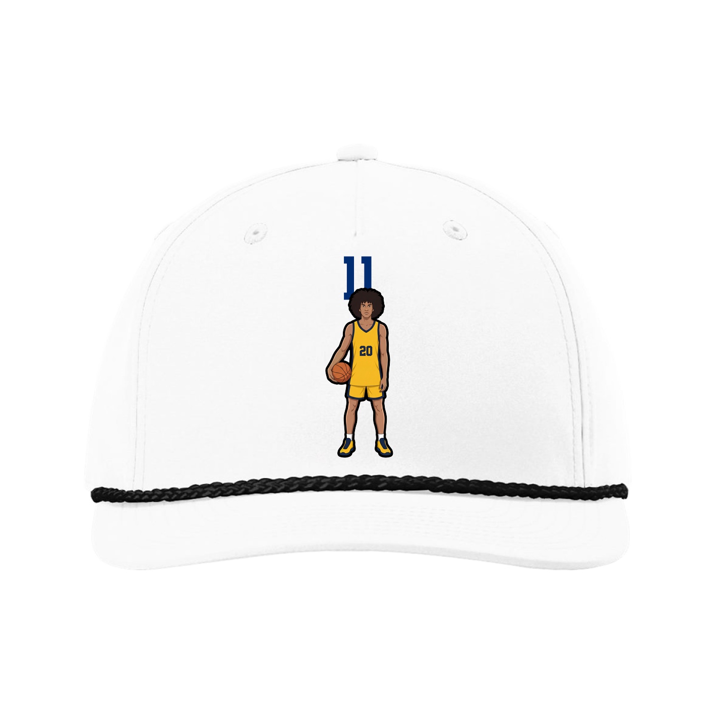 Five-Panel Classic Rope Cap — Number Top in White