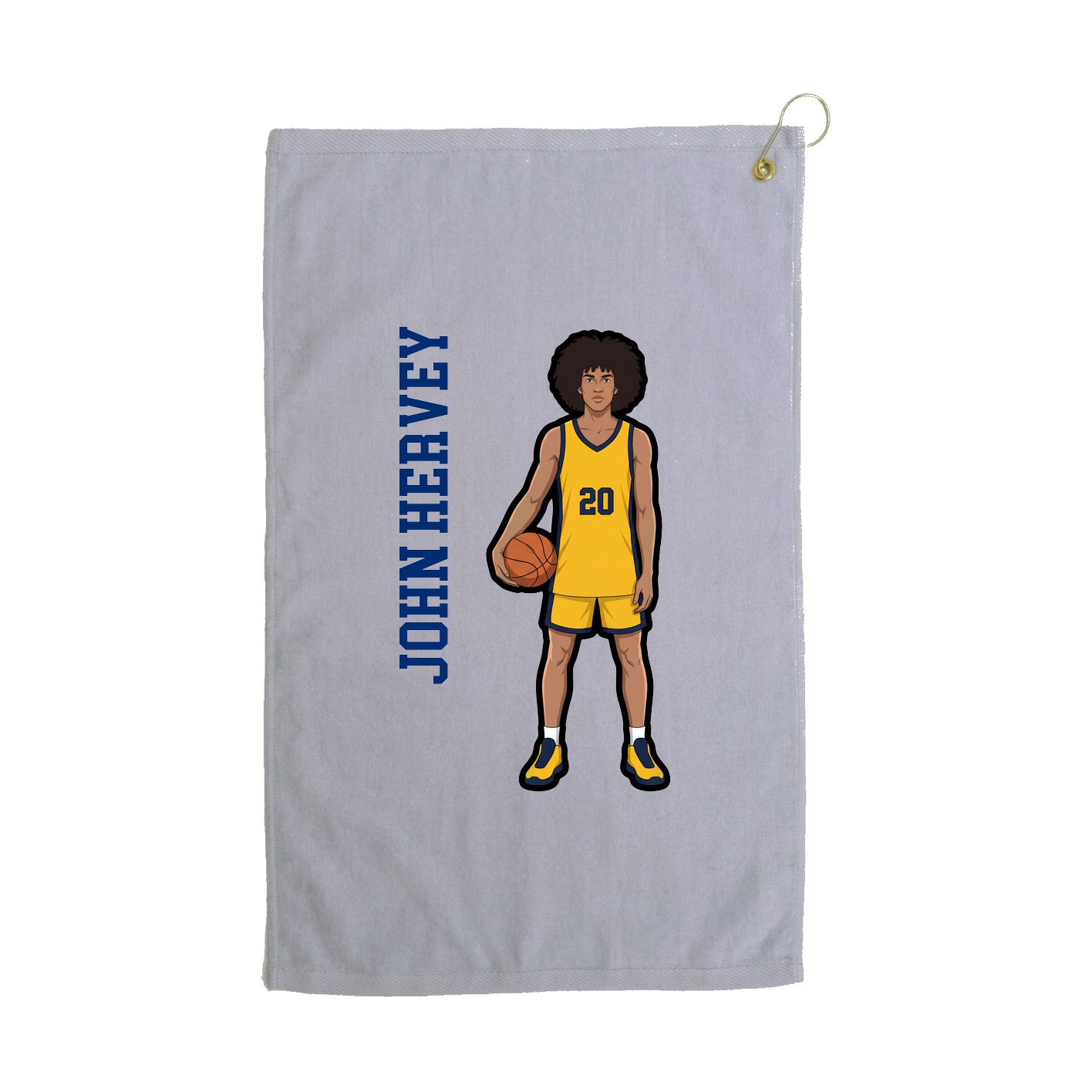 Golf Towel — Name Vertical in Grey