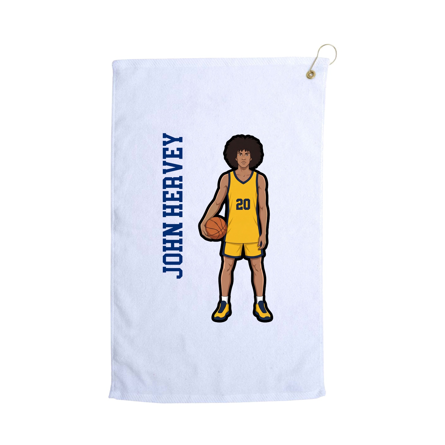 Golf Towel — Name Vertical in White