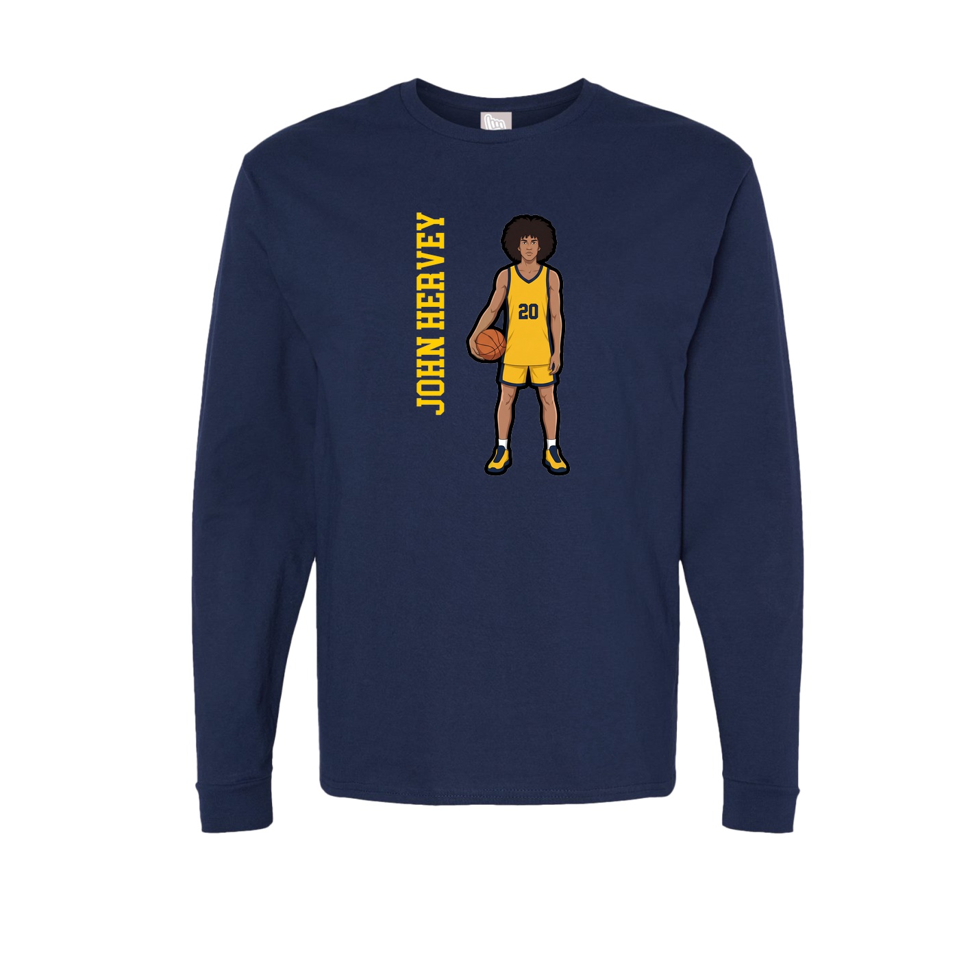 Long Sleeve Tee — Name Vertical in Navy