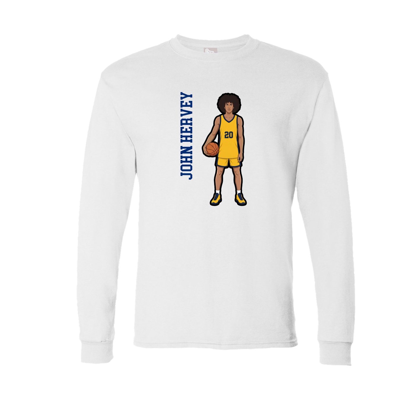 Long Sleeve Tee — Name Vertical in White