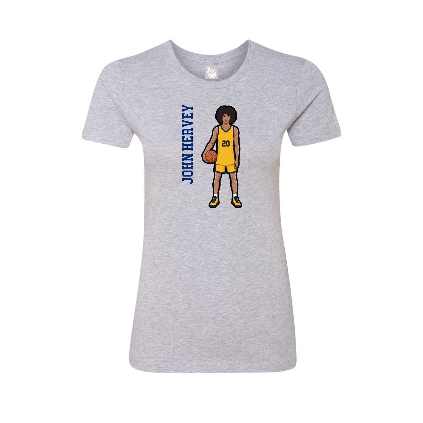 Womens Tee — Name Vertical in Grey