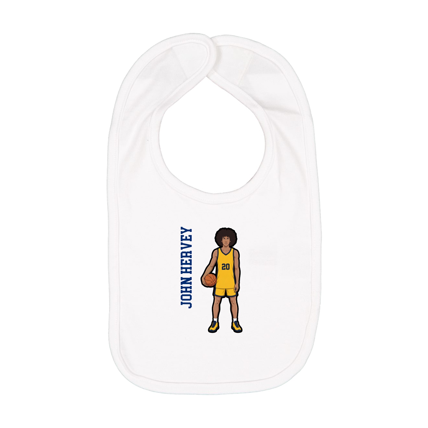 Infant Bib — Name Vertical in White