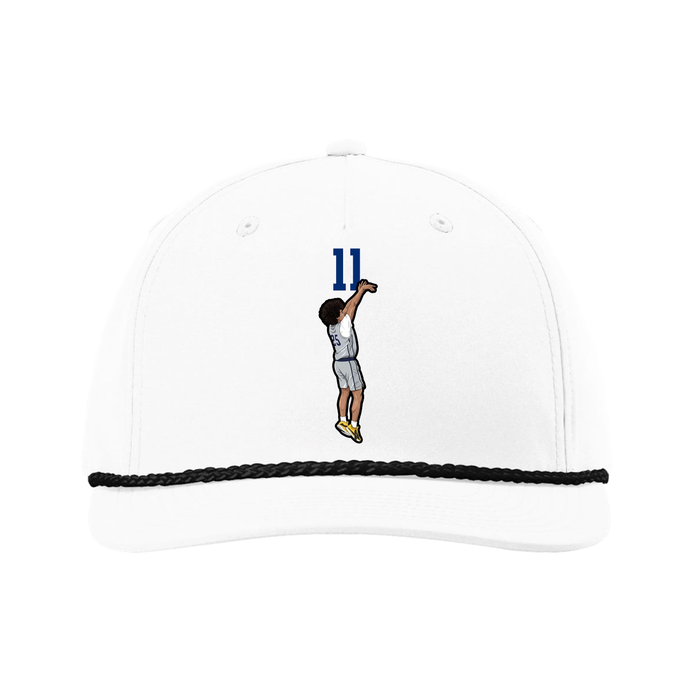 Five-Panel Classic Rope Cap — Number Top in White