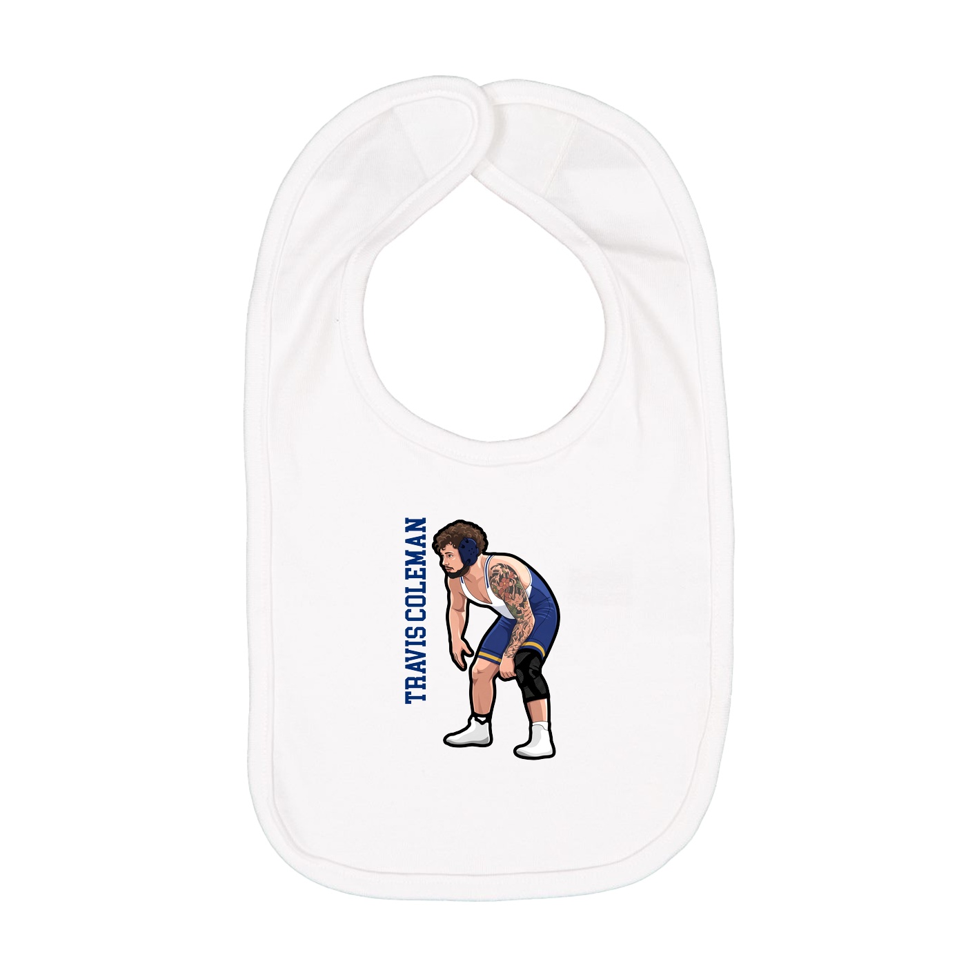 Infant Bib — Name Vertical in White