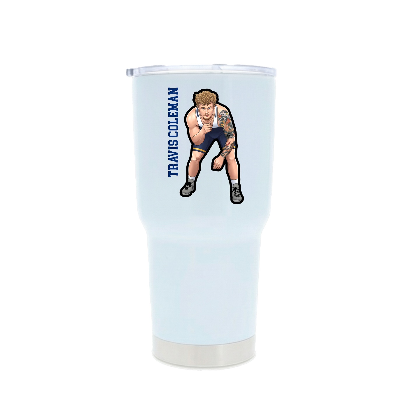 30oz Stainless Steel Tumbler — Name Vertical in White