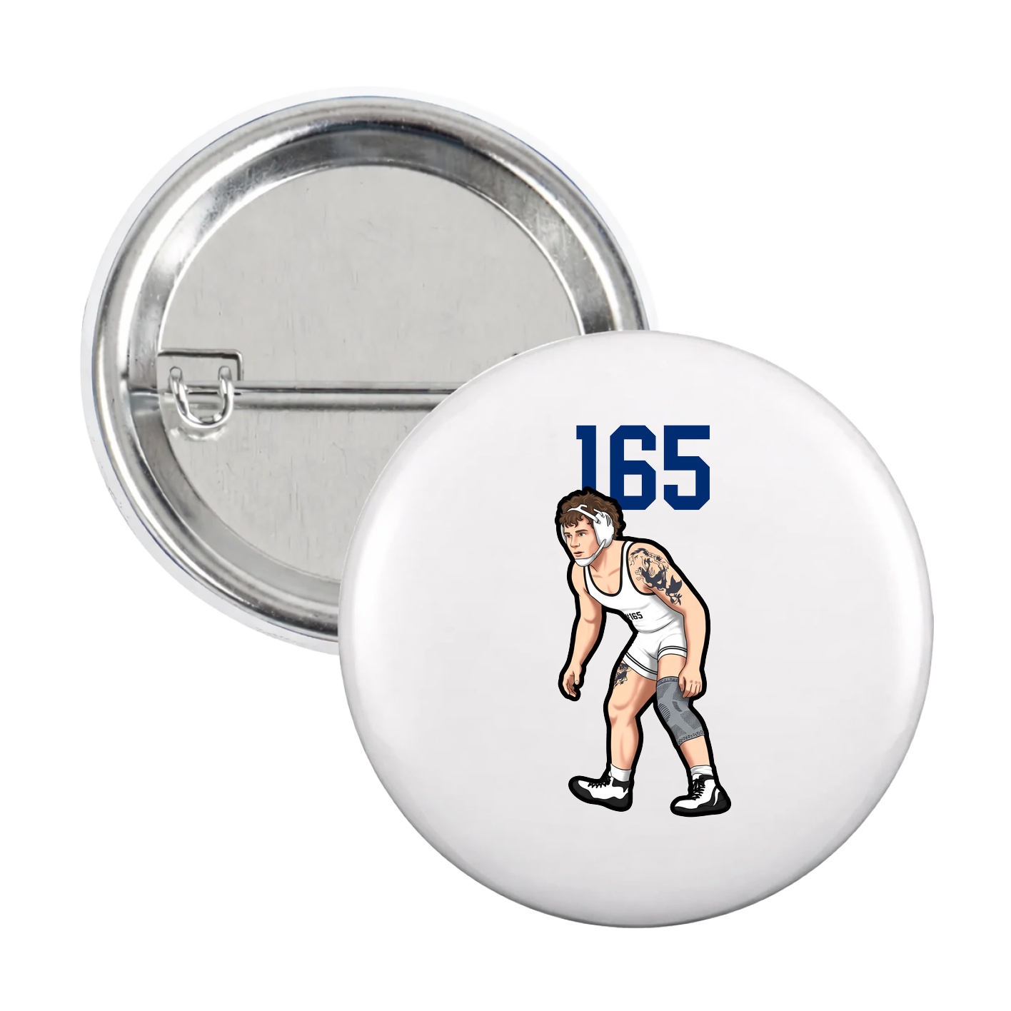 Game Day Button — Number Top in White