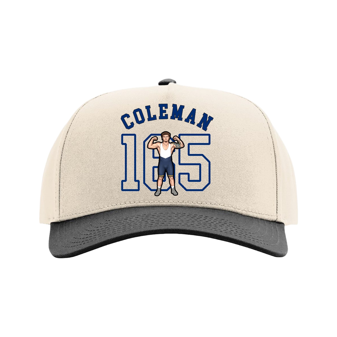 Full Fabric Five-Panel Champ Cap — Shirsey Arch in Cream/Black