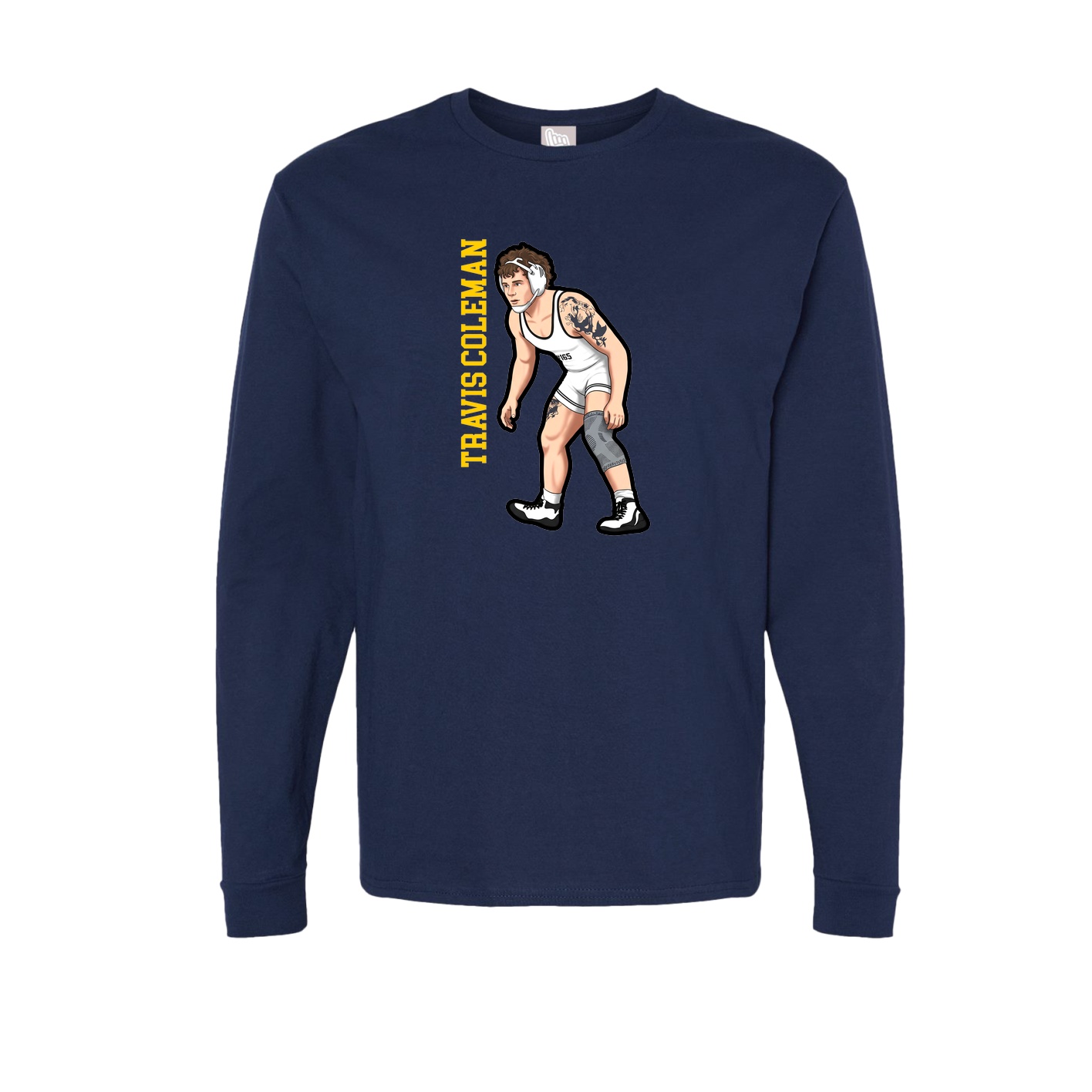 Long Sleeve Tee — Name Vertical in Navy