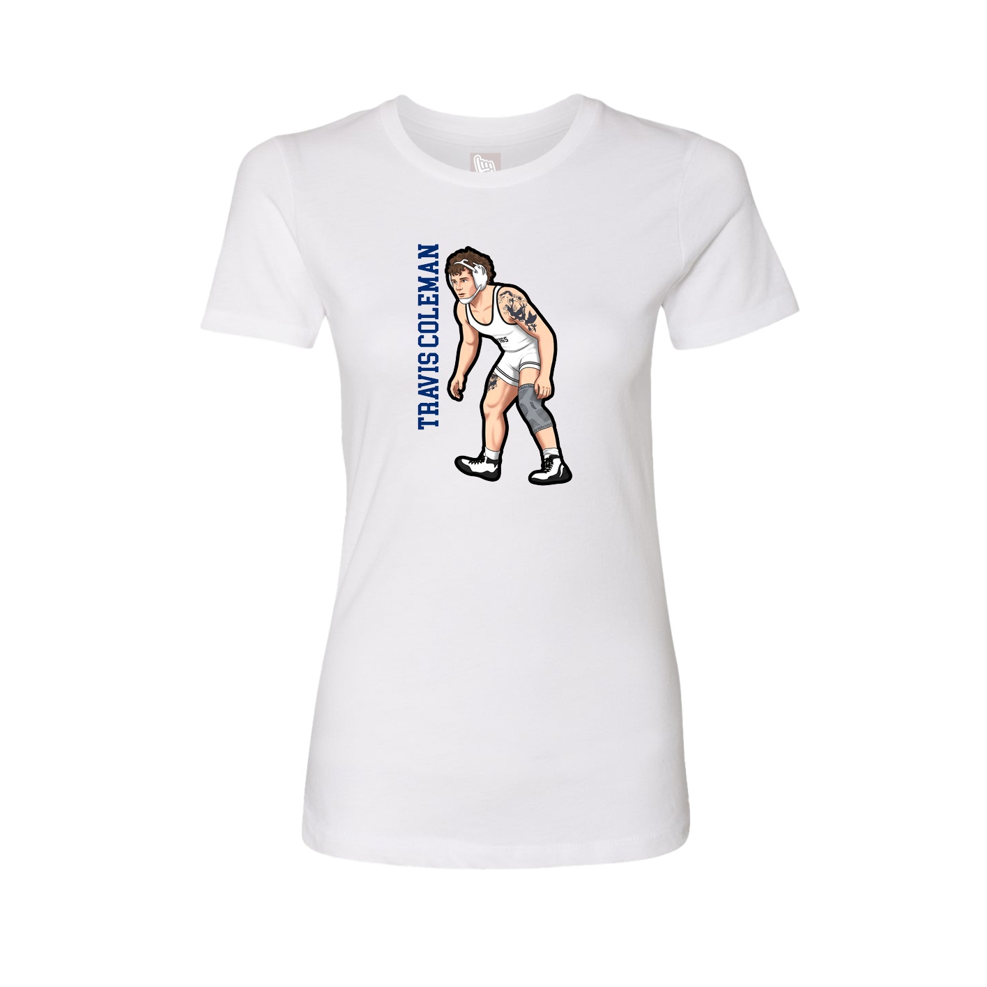 Womens Tee — Name Vertical in White
