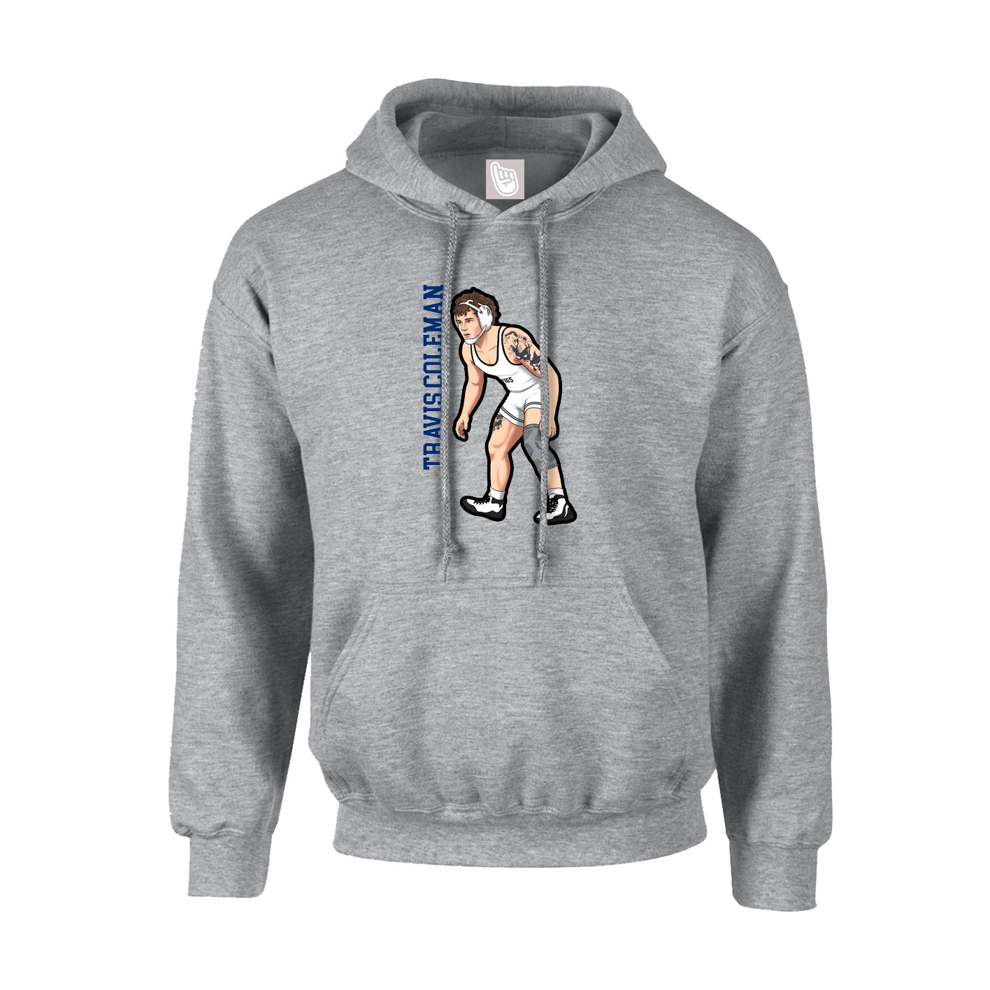 Hoodie — Name Vertical in Grey