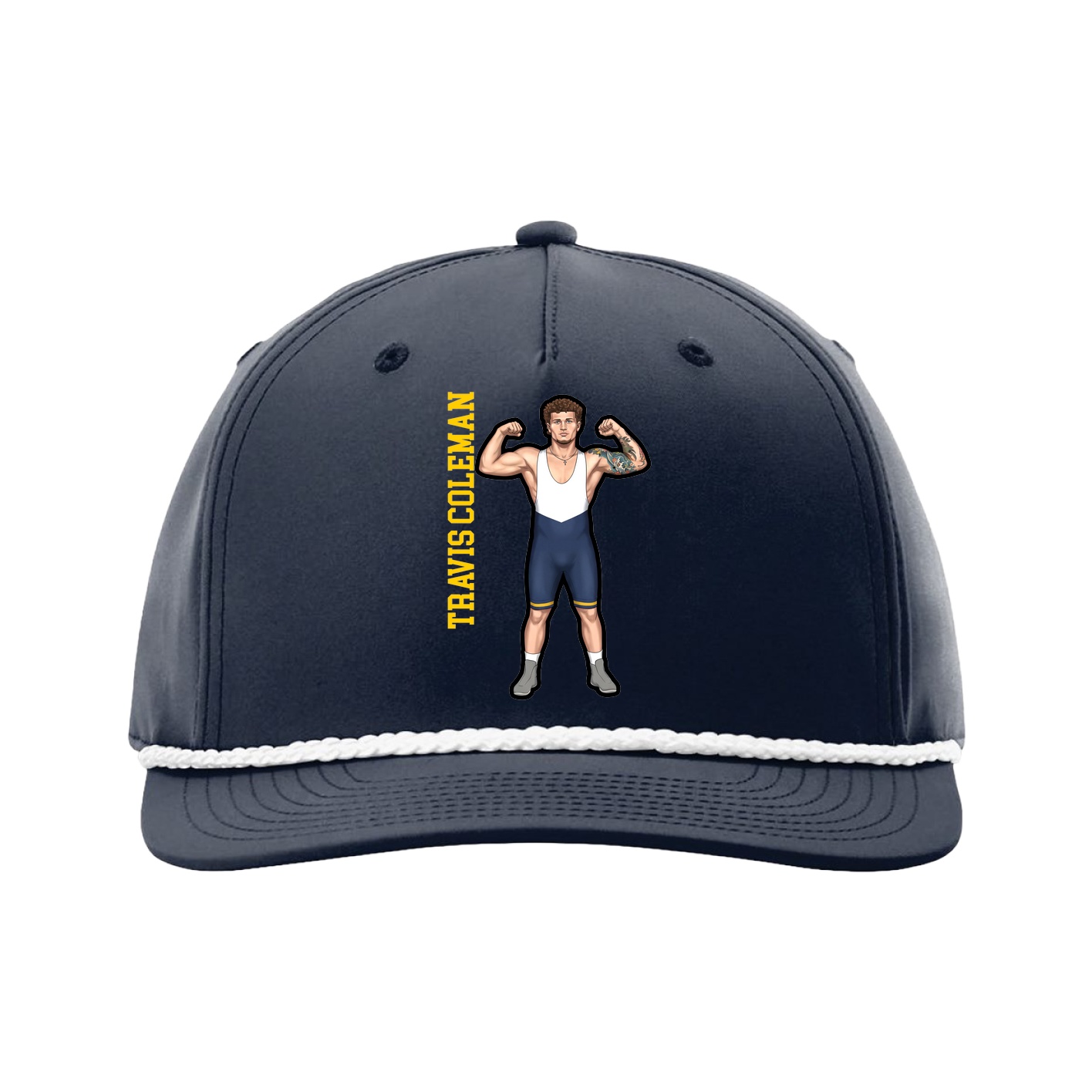 Five-Panel Classic Rope Cap — Name Vertical in Navy