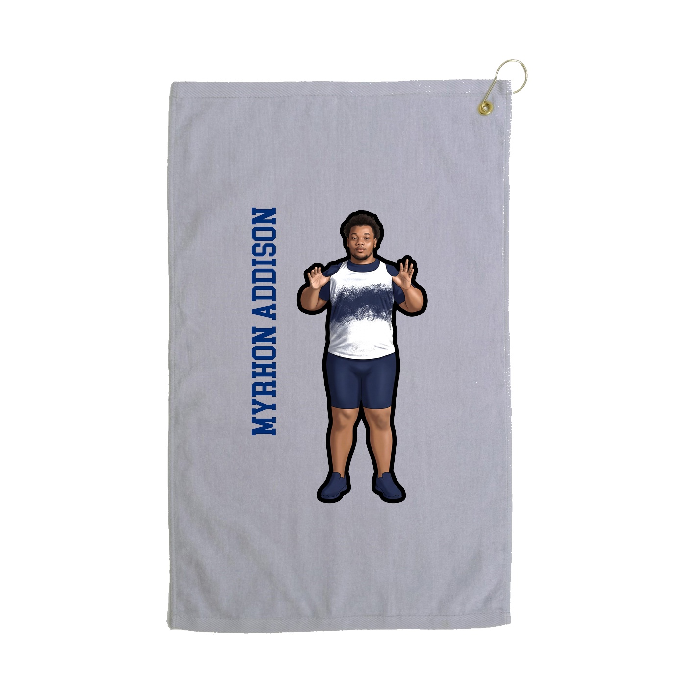 Golf Towel — Name Vertical in Grey