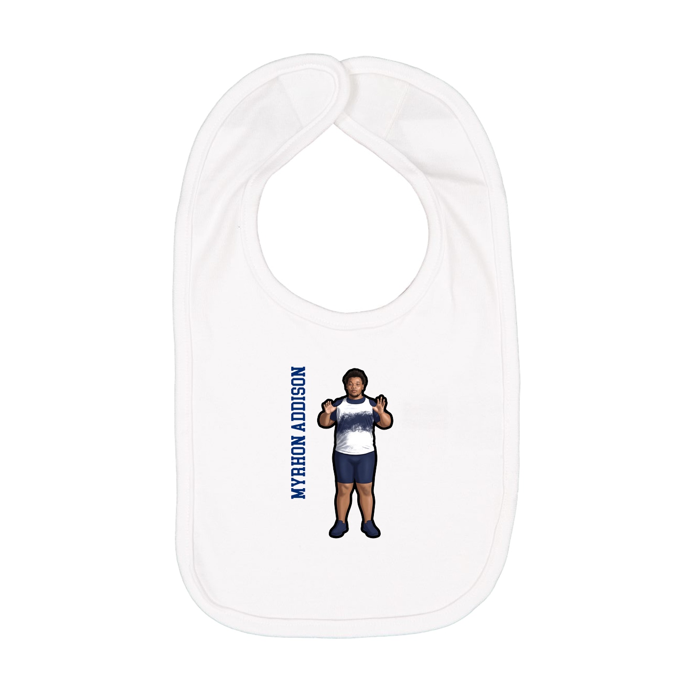 Infant Bib — Name Vertical in White