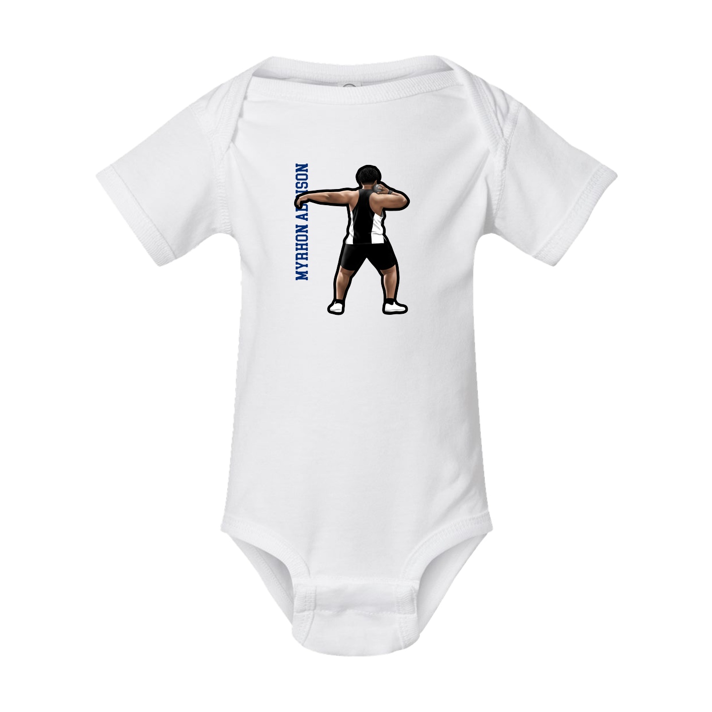 Baby Onesie — Name Vertical in White