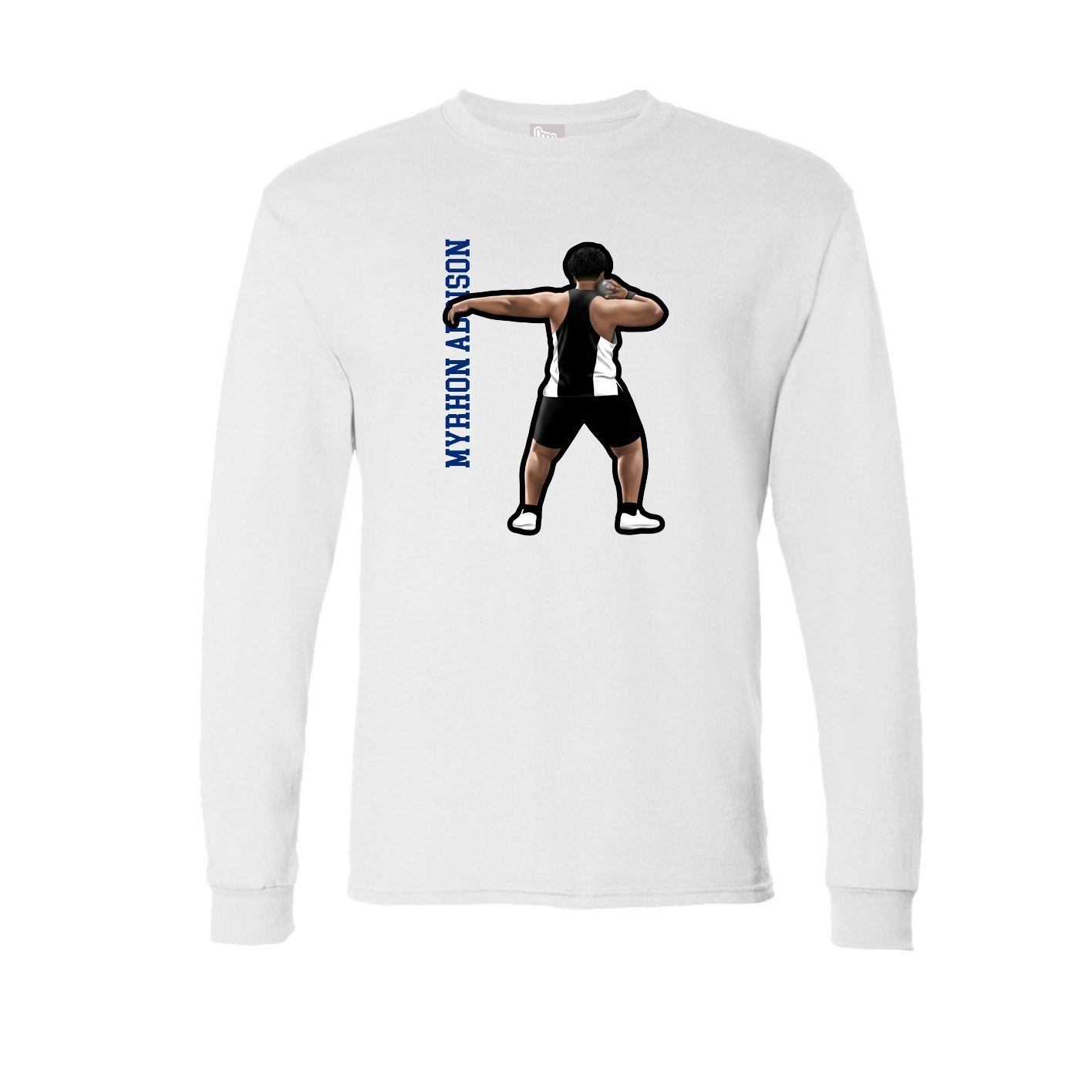 Long Sleeve Tee — Name Vertical in White