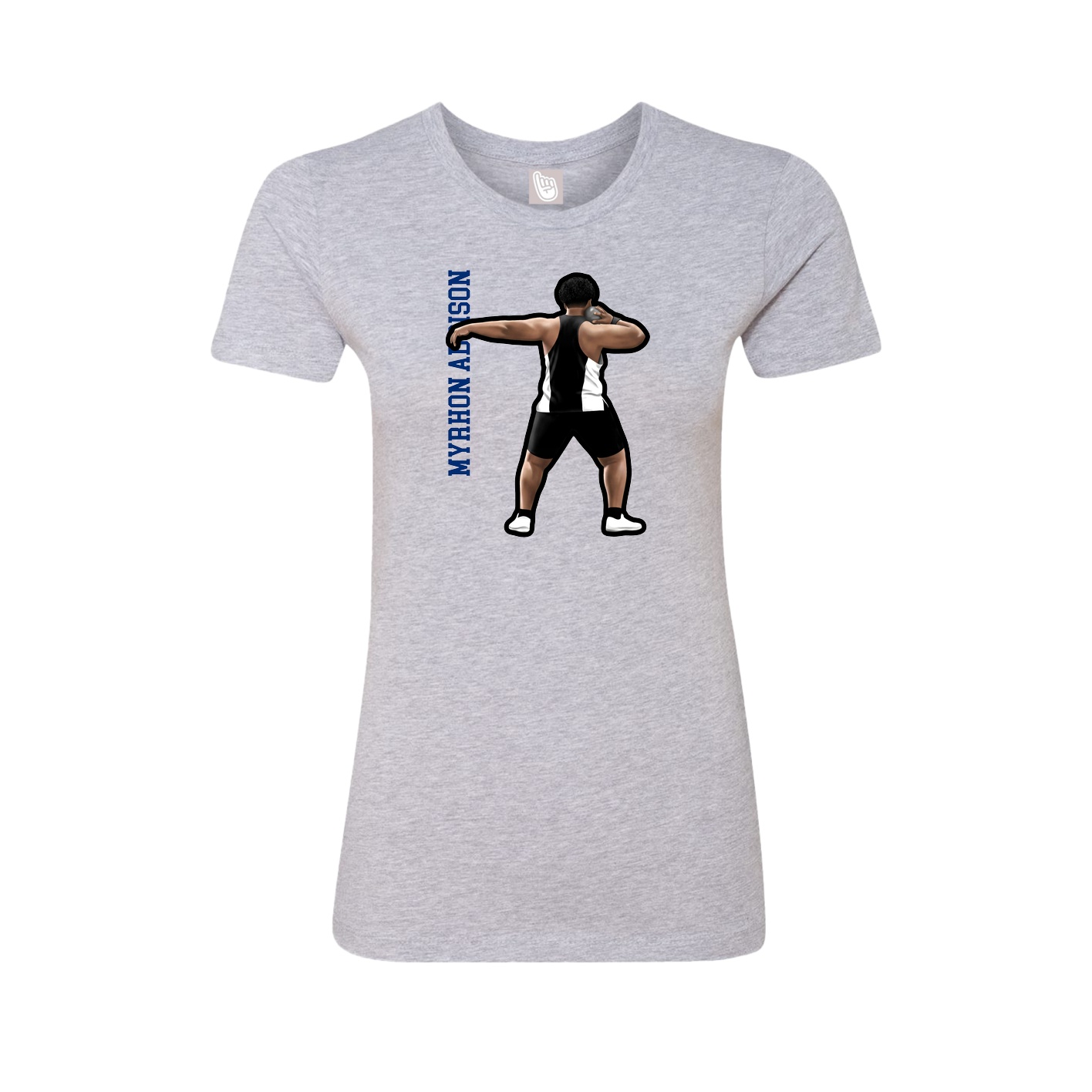 Fitted Women's Tee — Name Vertical in Grey