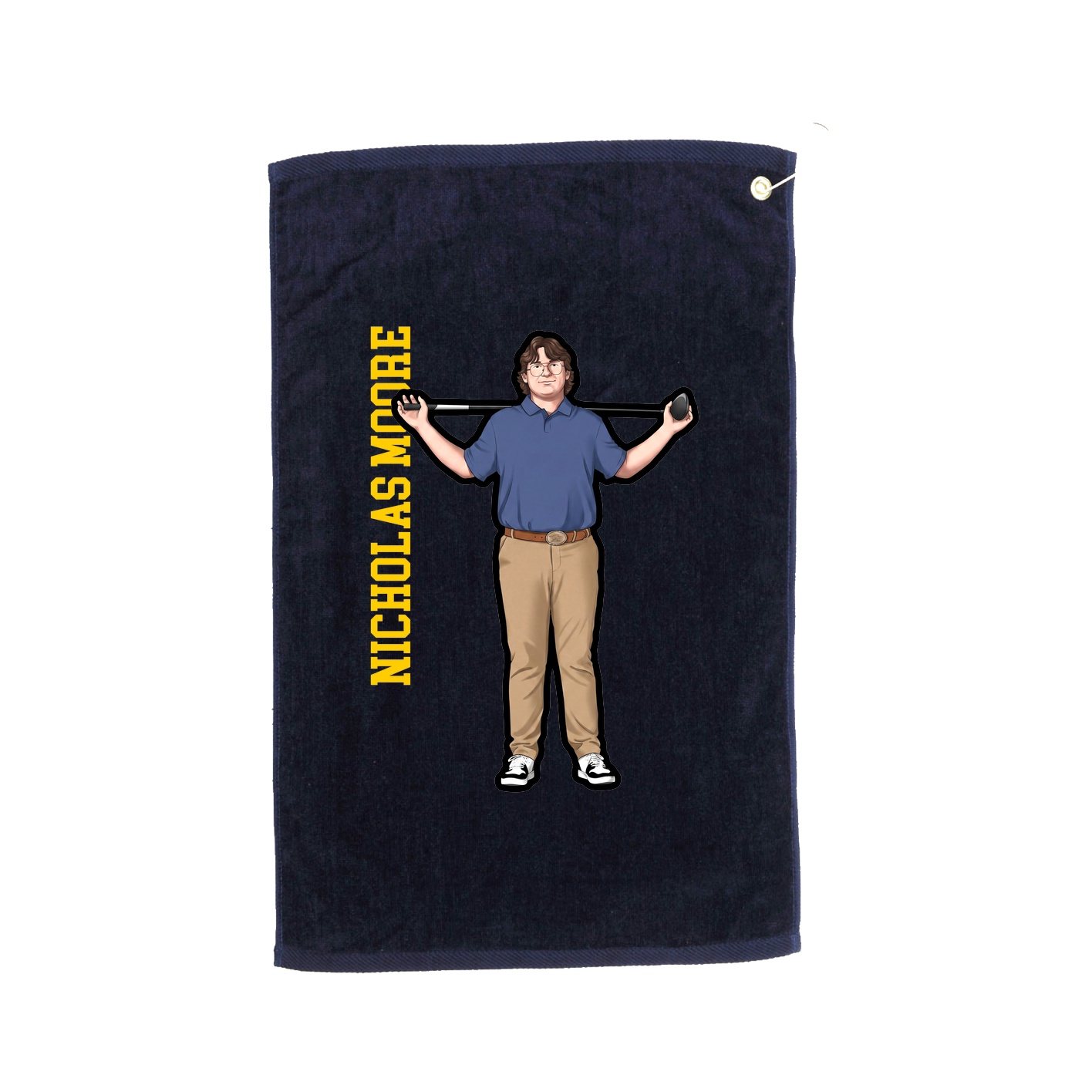 Golf Towel — Name Vertical in Navy
