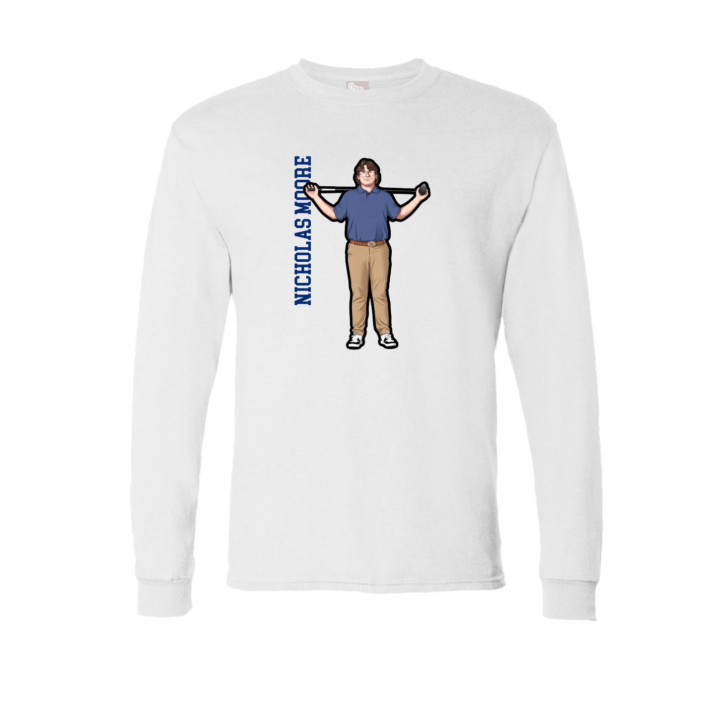 Long Sleeve Tee — Name Vertical in White