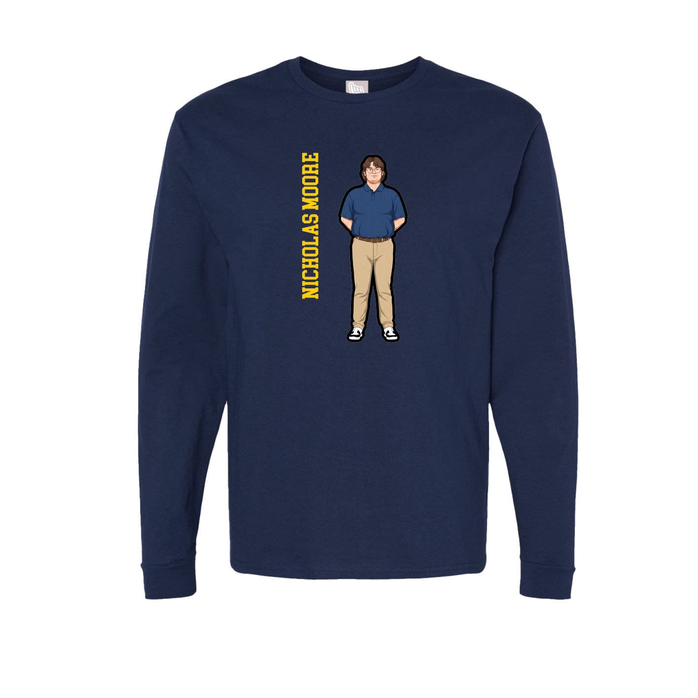 Long Sleeve Tee — Name Vertical in Navy