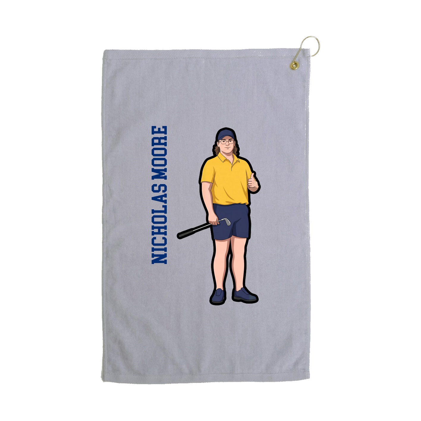 Golf Towel — Name Vertical in Grey