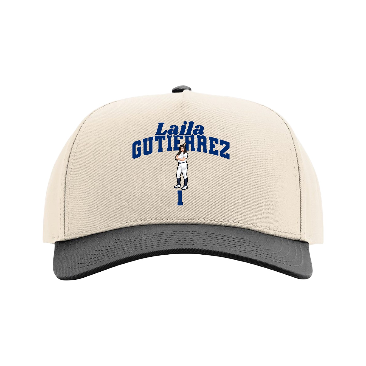 Full Fabric Five-Panel Champ Cap — Signature Arch in Cream/Black