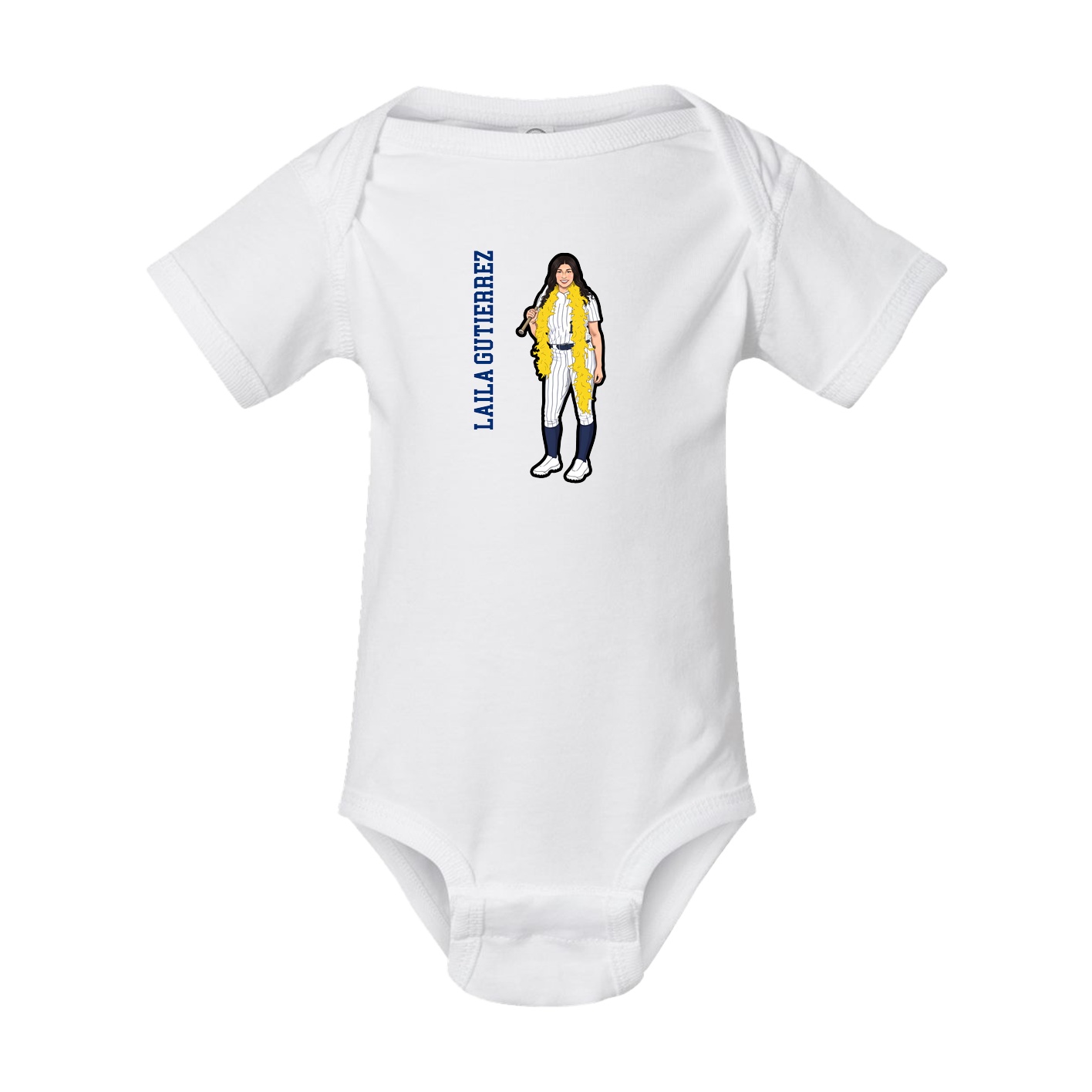 Baby Onesie — Name Vertical in White