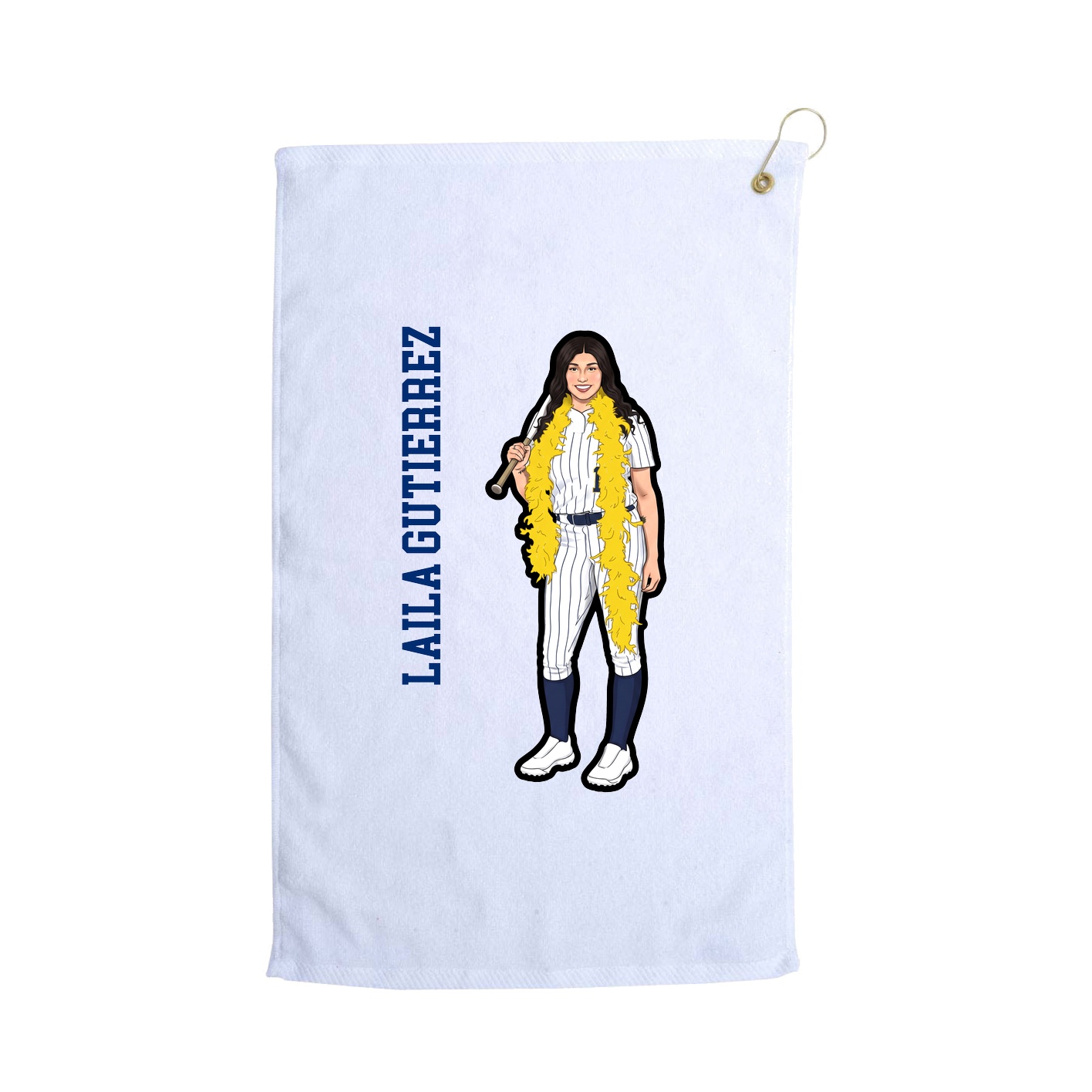 Golf Towel — Name Vertical in White
