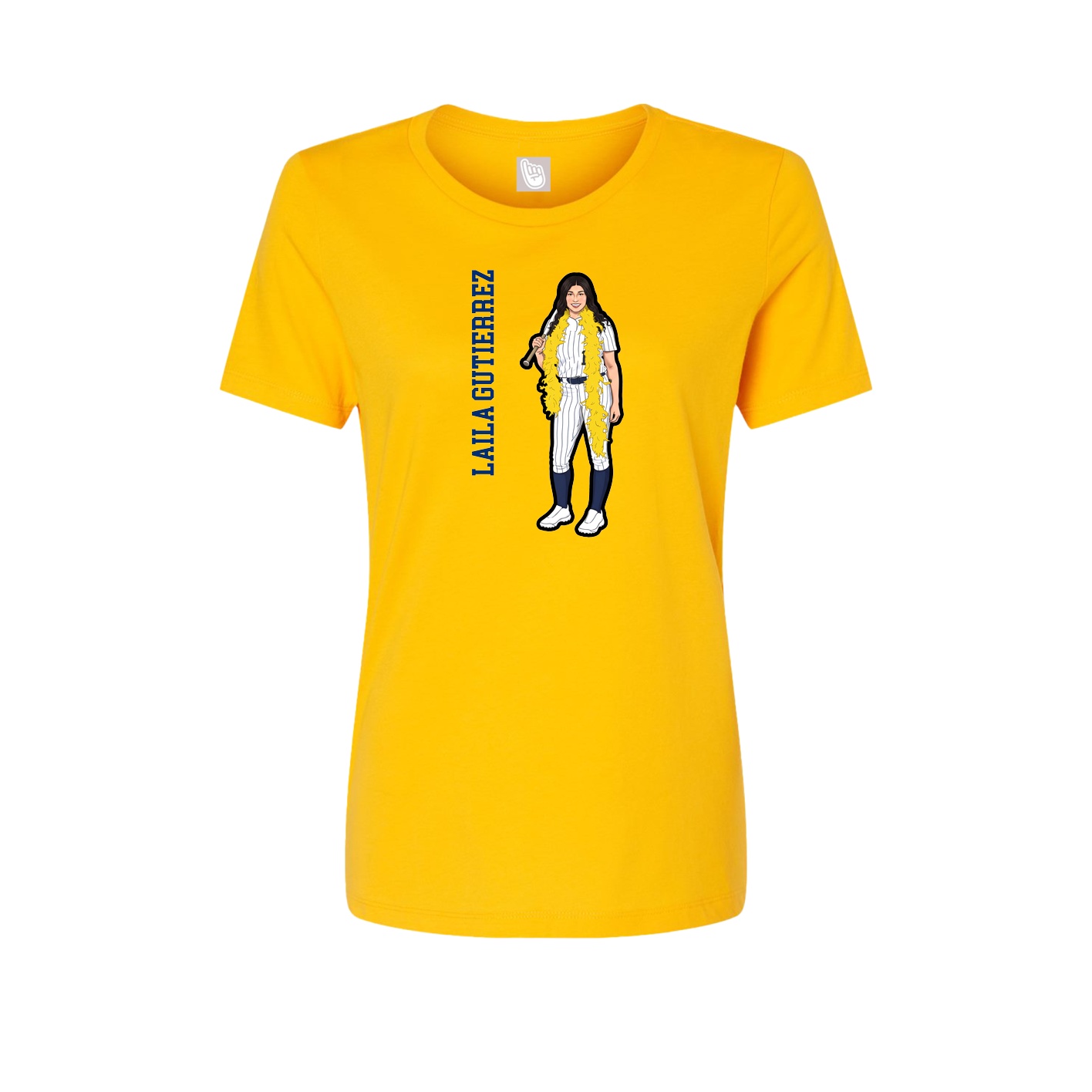 Womens Tee — Name Vertical in Gold