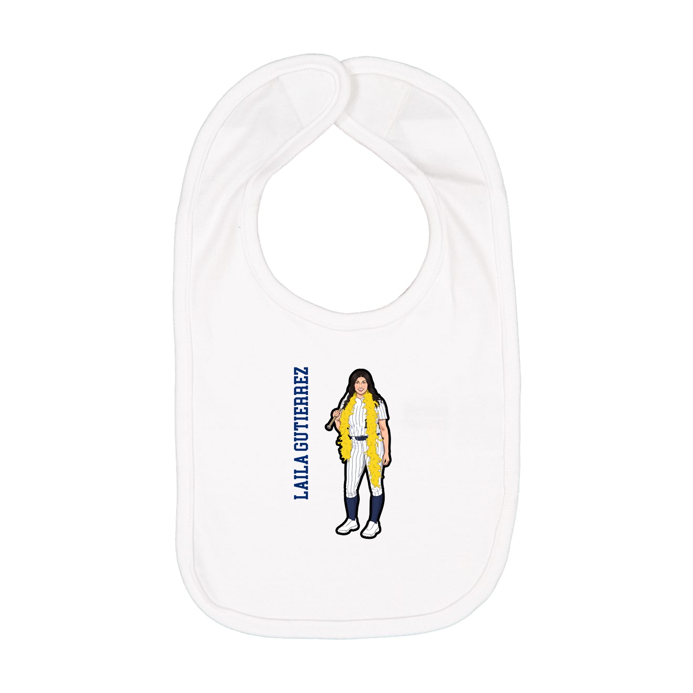 Infant Bib — Name Vertical in White