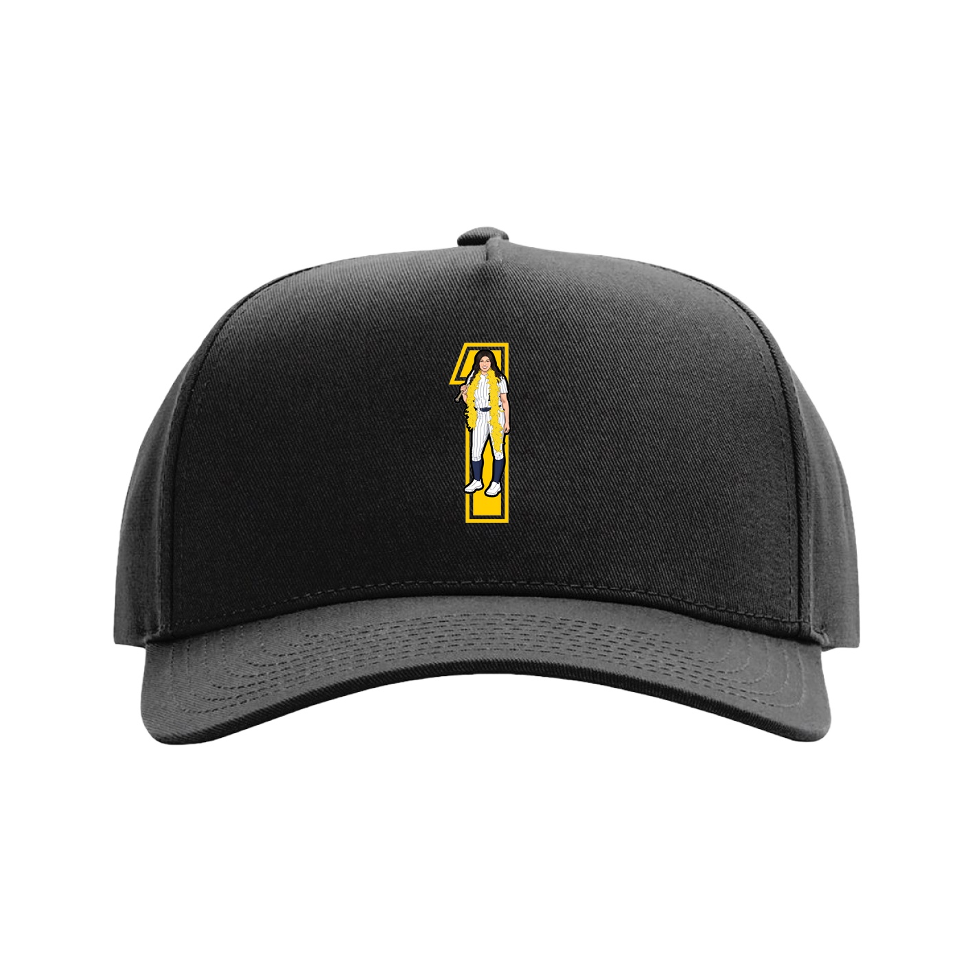 Full Fabric Five-Panel Champ Cap — Number in Black