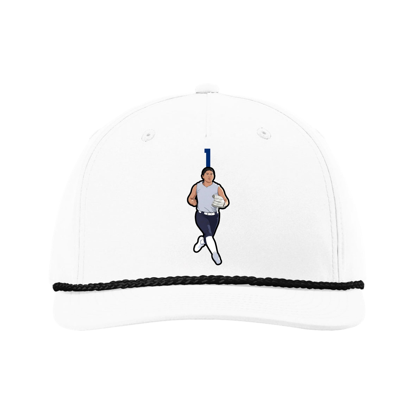 Five-Panel Classic Rope Cap — Number Top in White