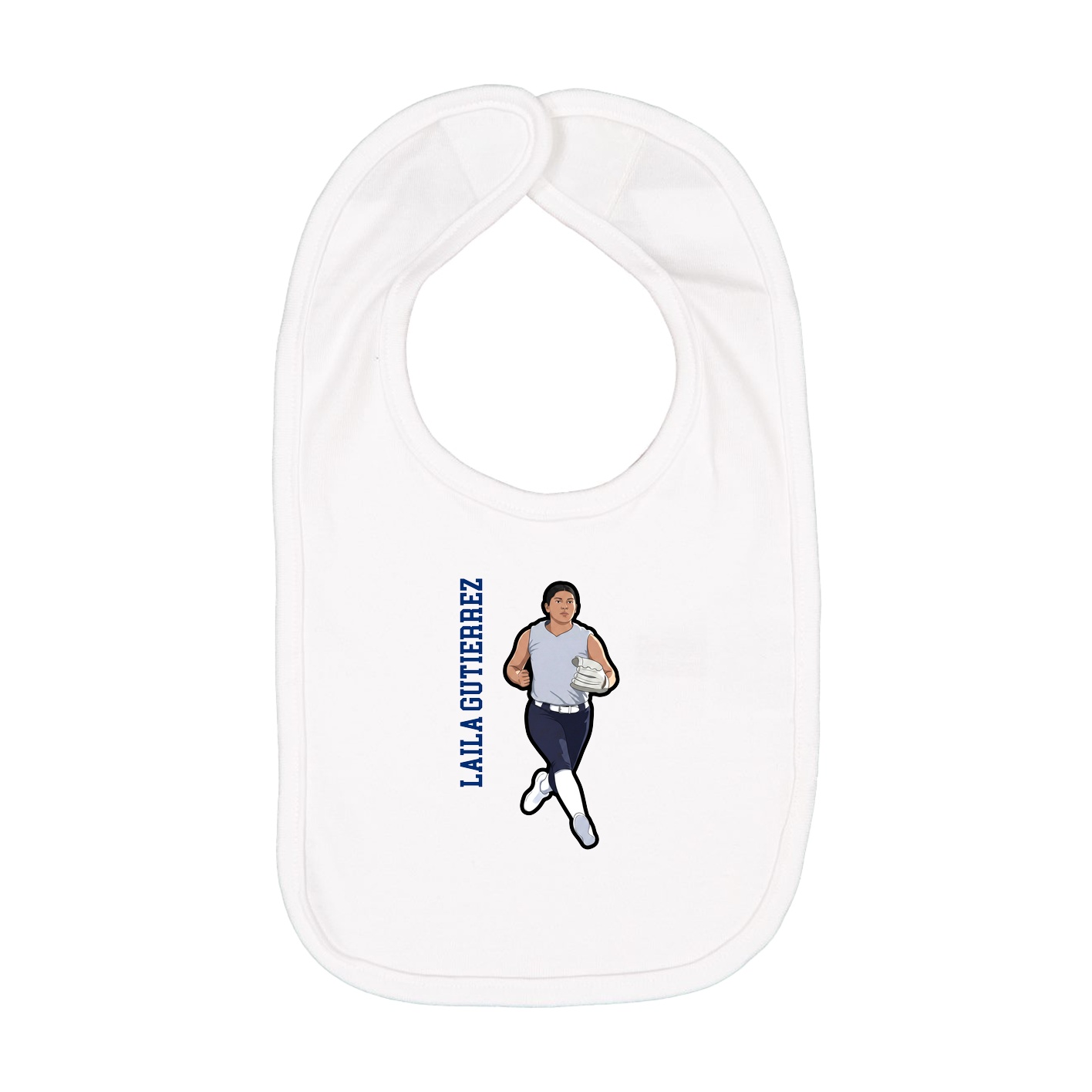 Infant Bib — Name Vertical in White