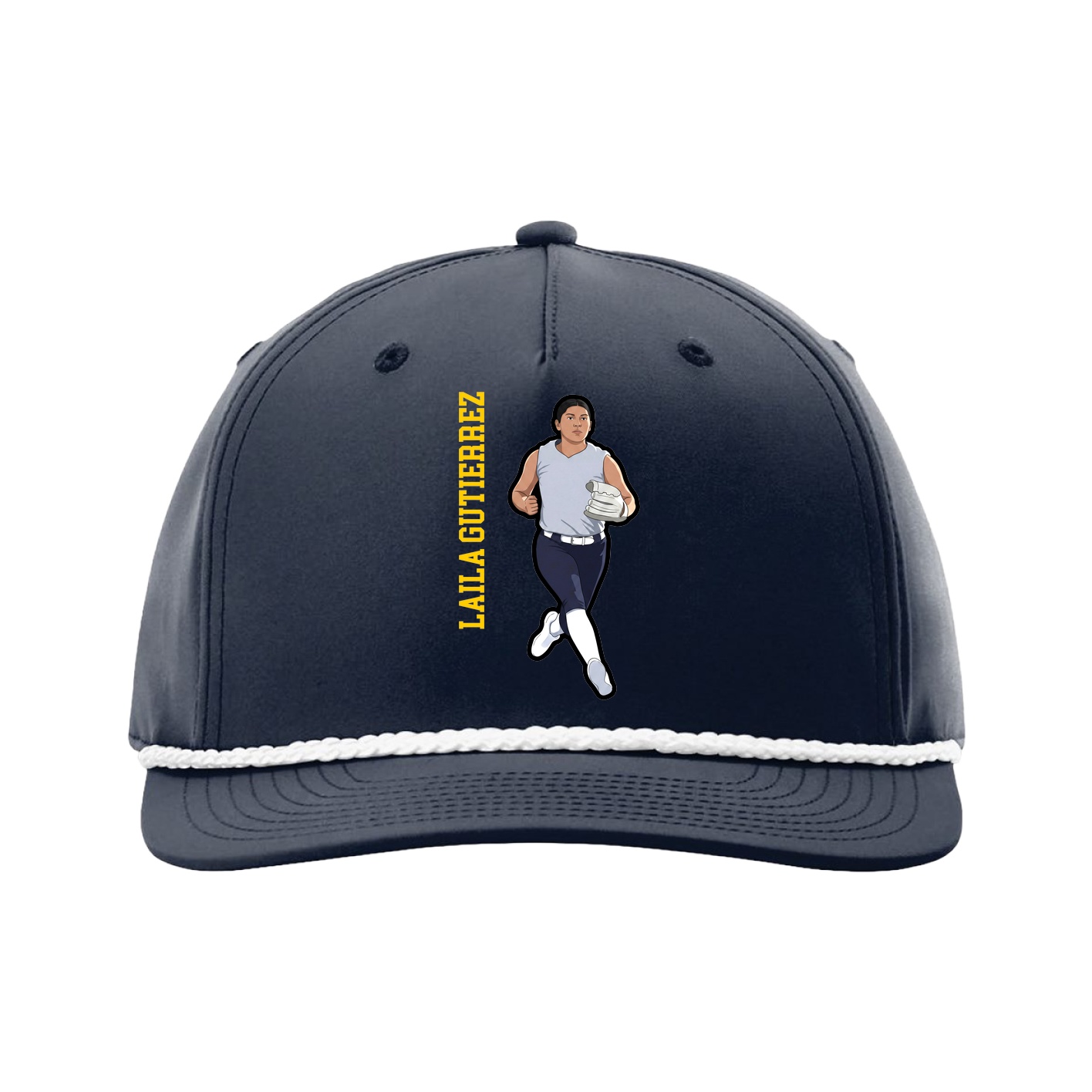 Five-Panel Classic Rope Cap — Name Vertical in Navy