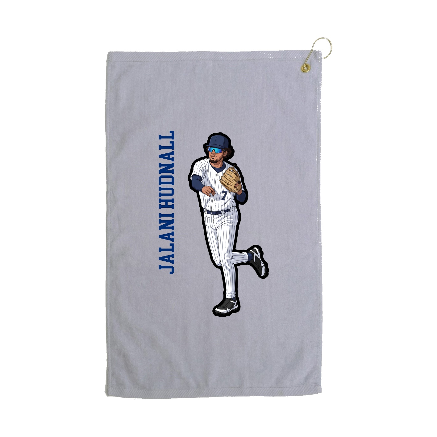Golf Towel — Name Vertical in Grey