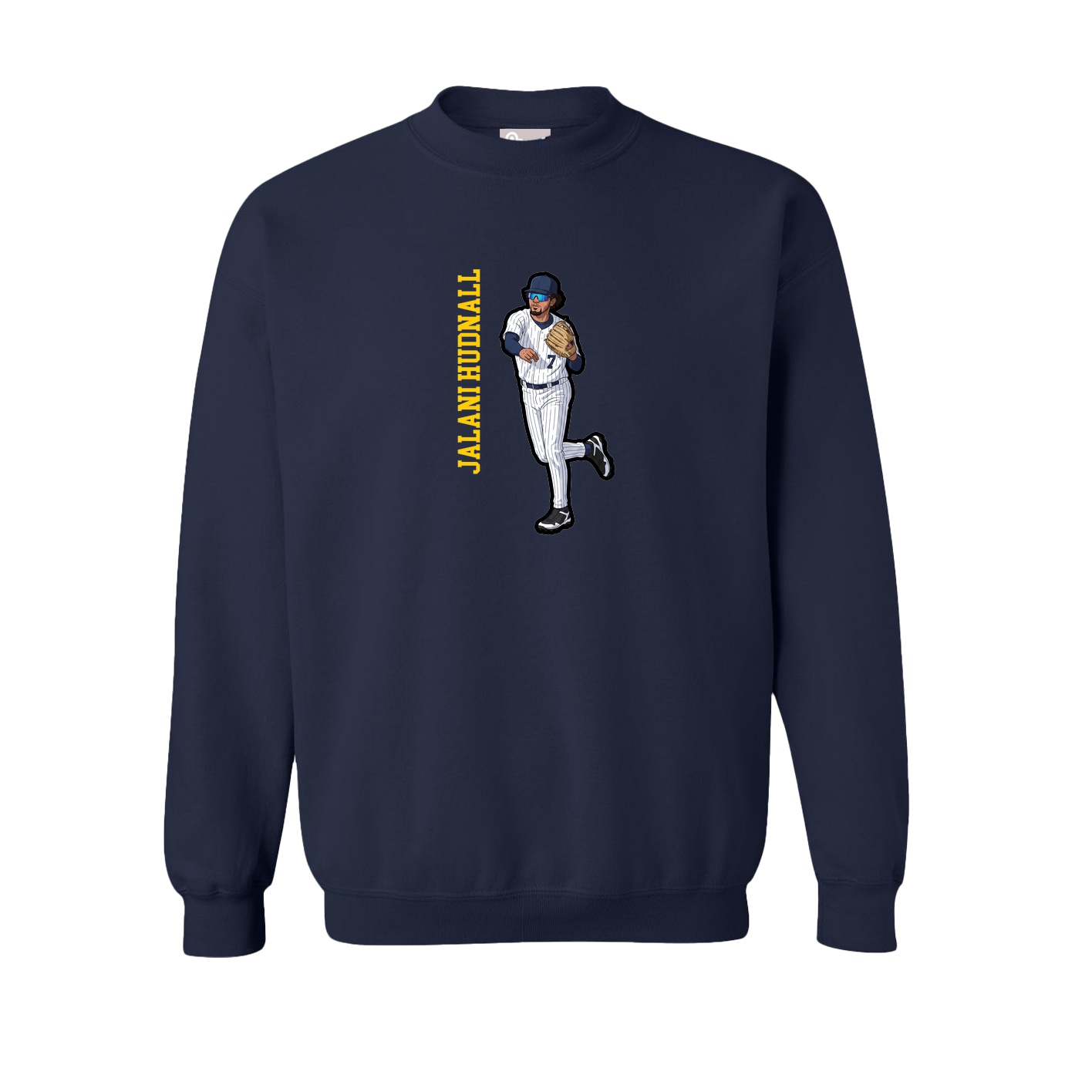 Fleece Crew — Name Vertical in Navy