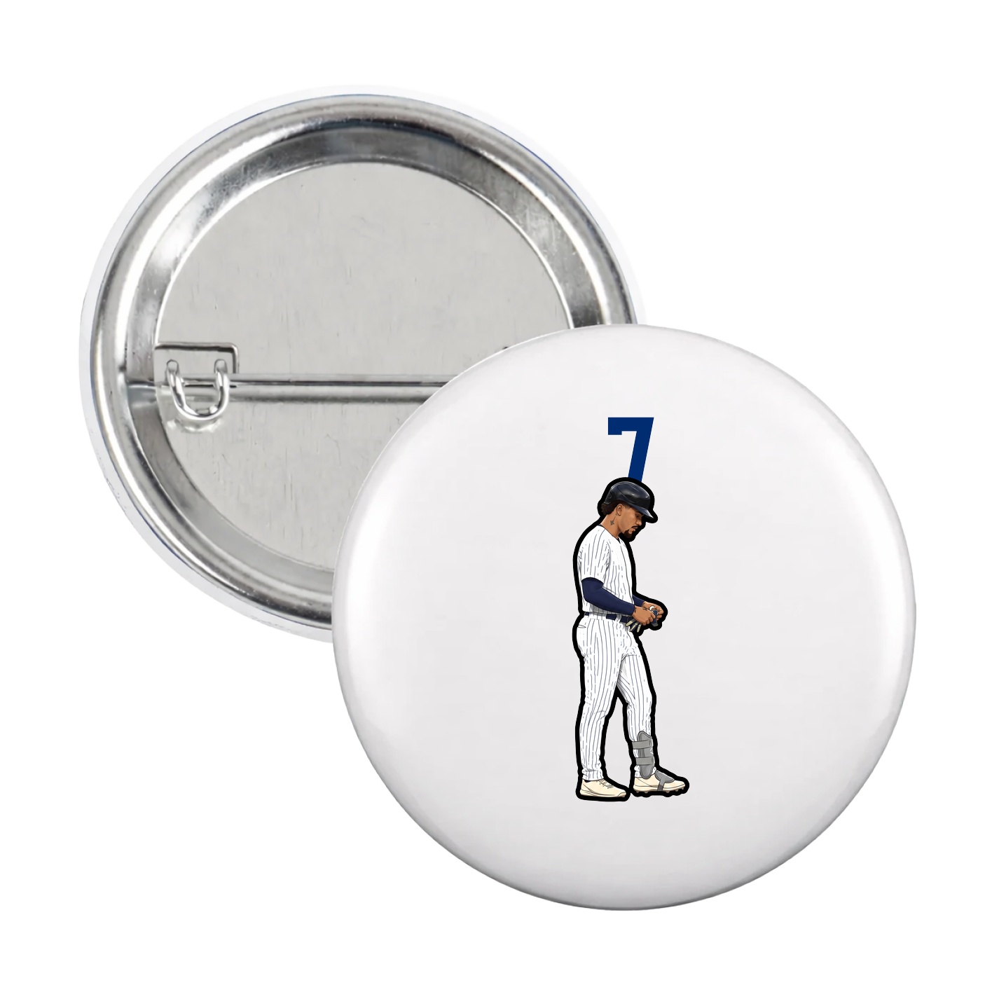 Game Day Button — Number Top in White