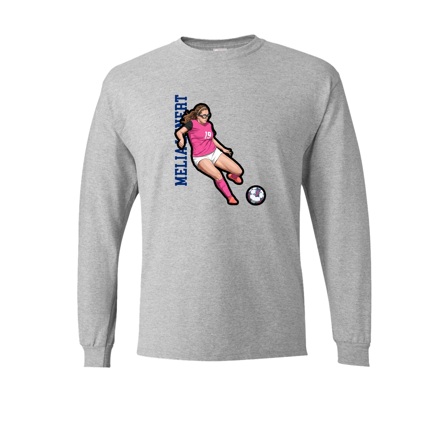 Long Sleeve Tee — Name Vertical in Grey