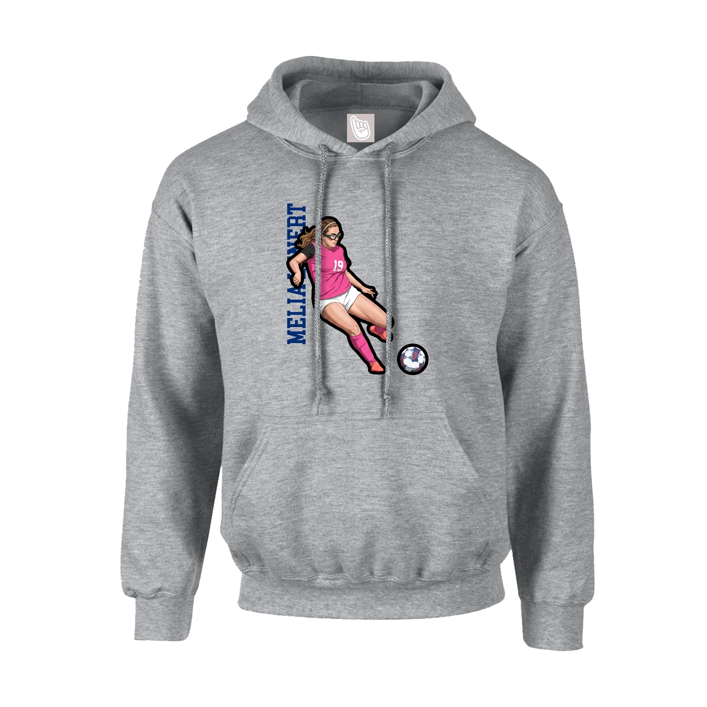 Hoodie — Name Vertical in Grey
