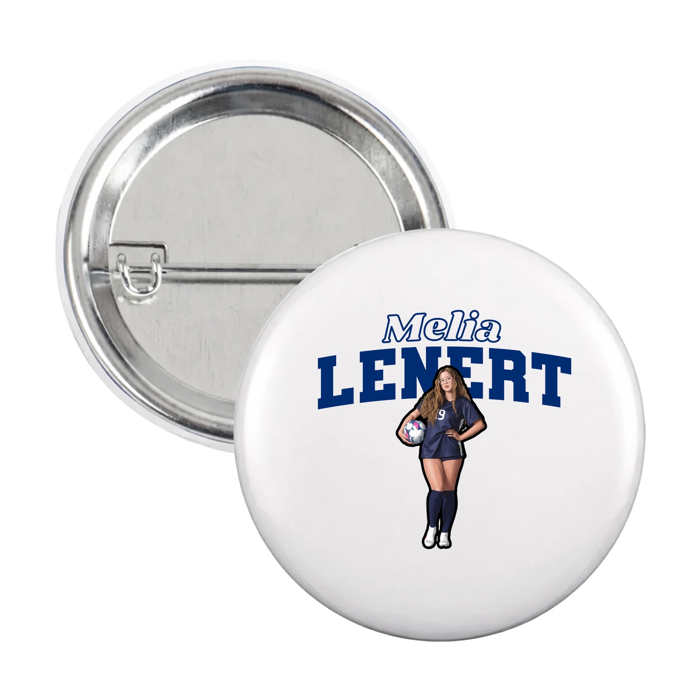 Game Day Button — Name Arch in White