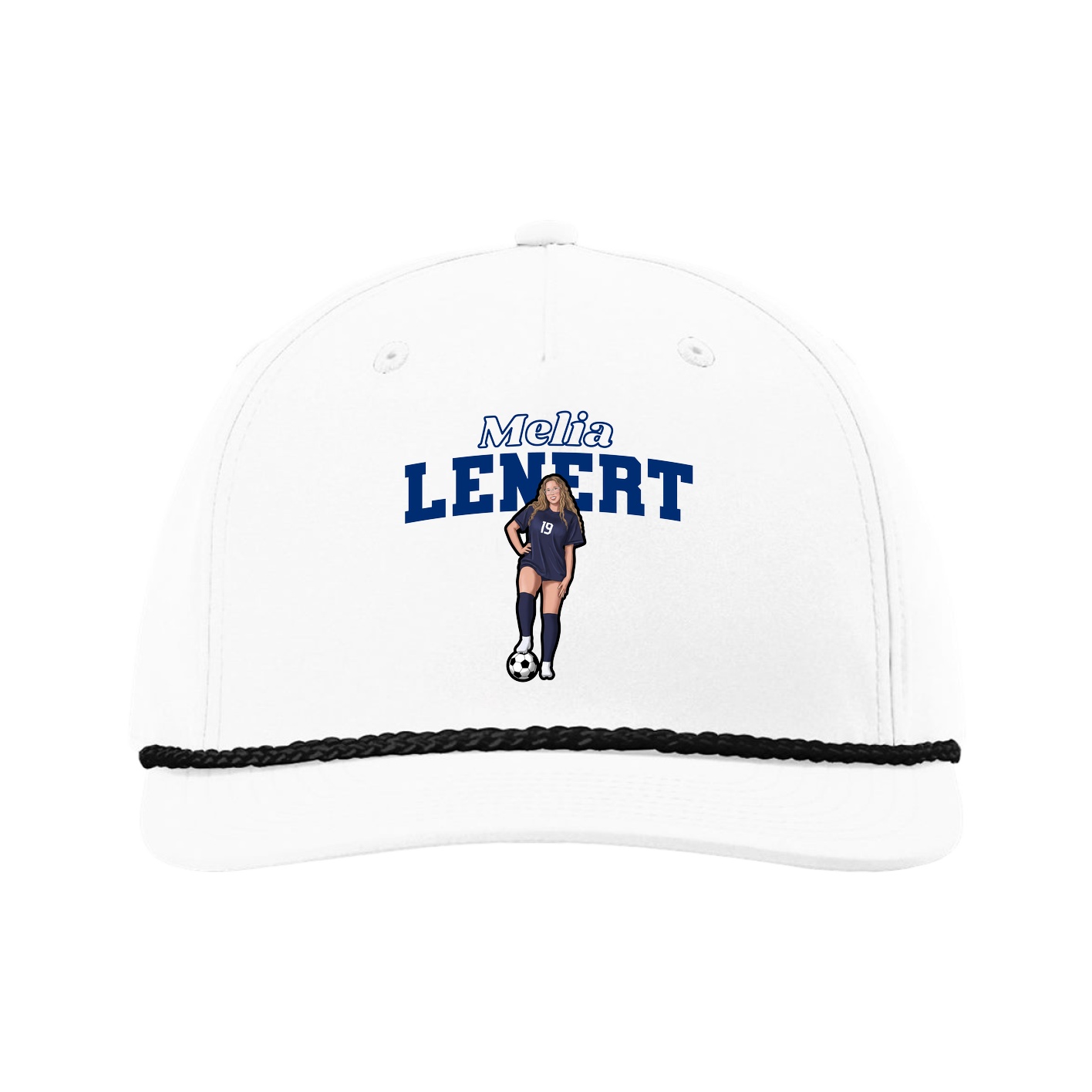 Five-Panel Classic Rope Cap — Name Arch in White