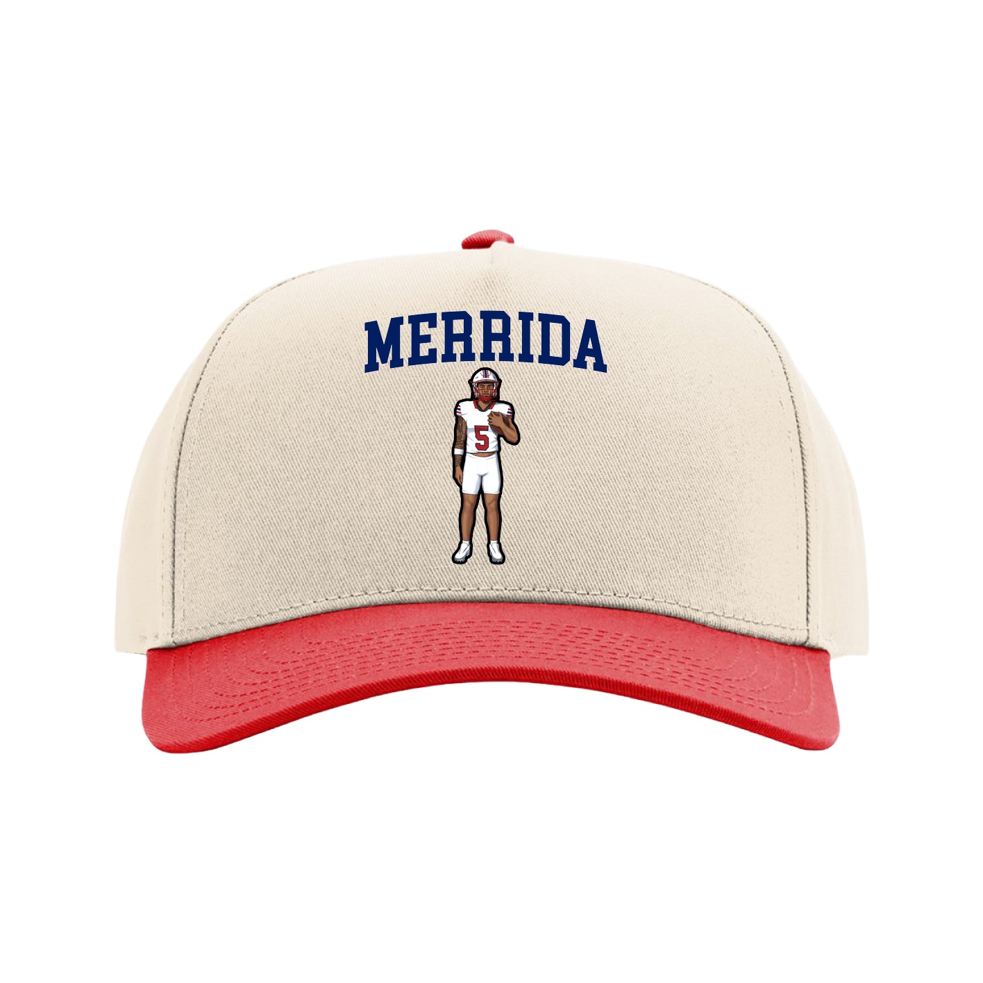 Full Fabric Five-Panel Champ Cap — Shirsey in Cream/Red