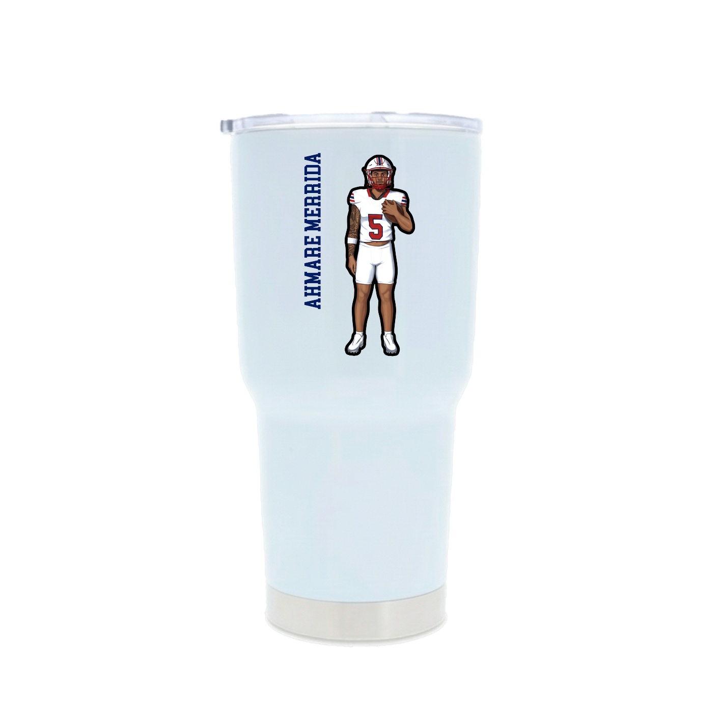 30oz Stainless Steel Tumbler — Name Vertical in White