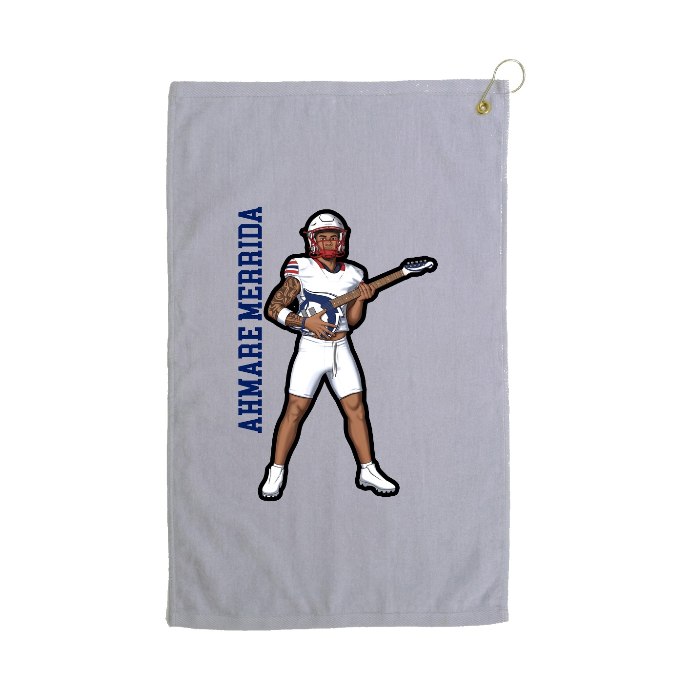 Golf Towel — Name Vertical in Grey
