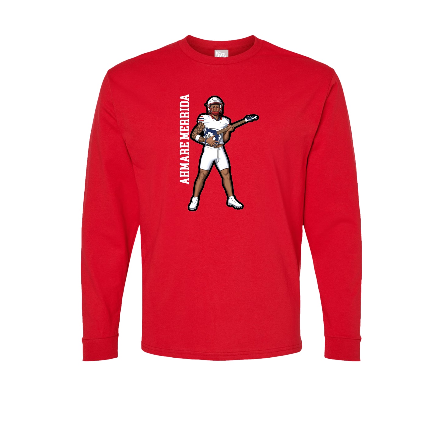 Long Sleeve Tee — Name Vertical in Red
