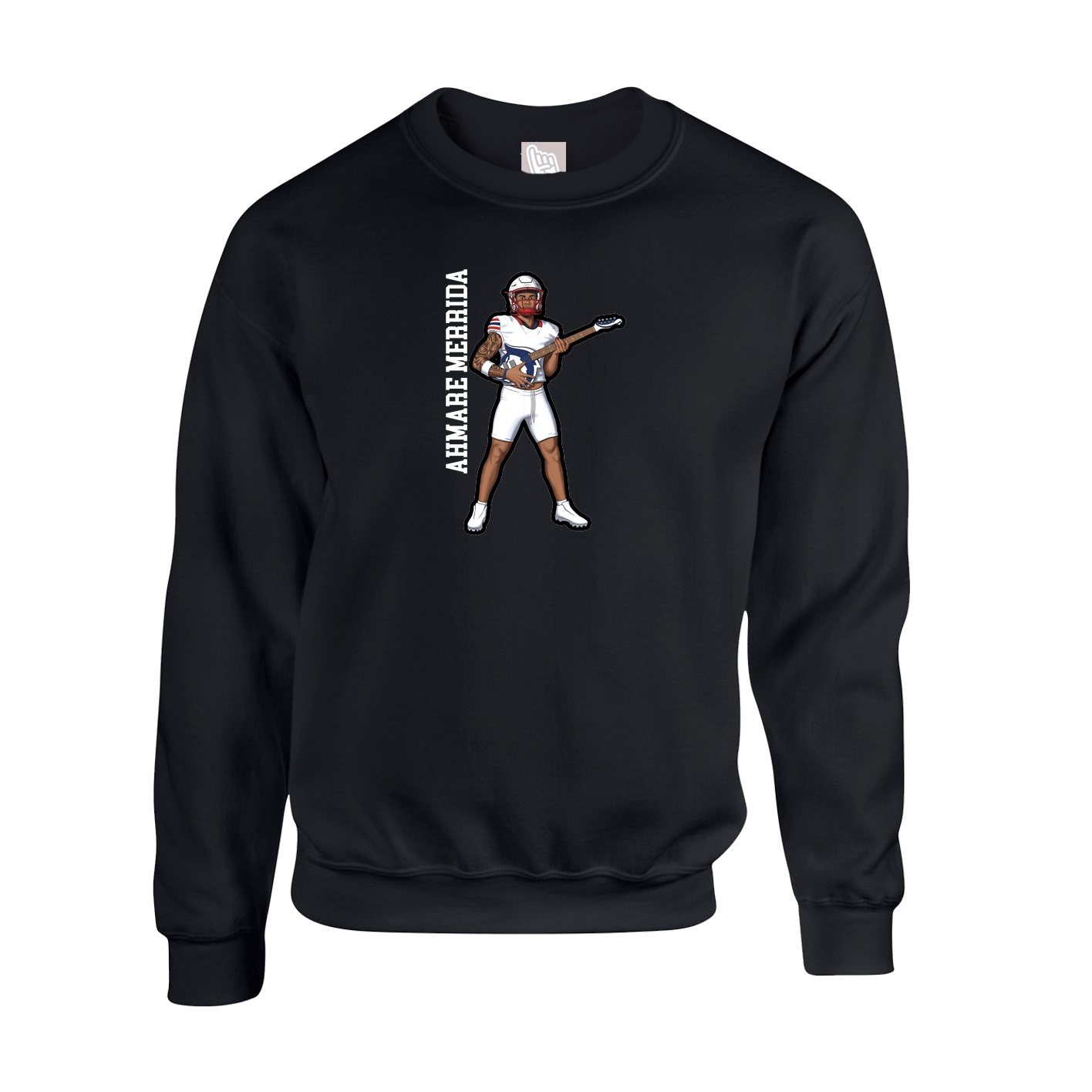 Fleece Crew — Name Vertical in Black