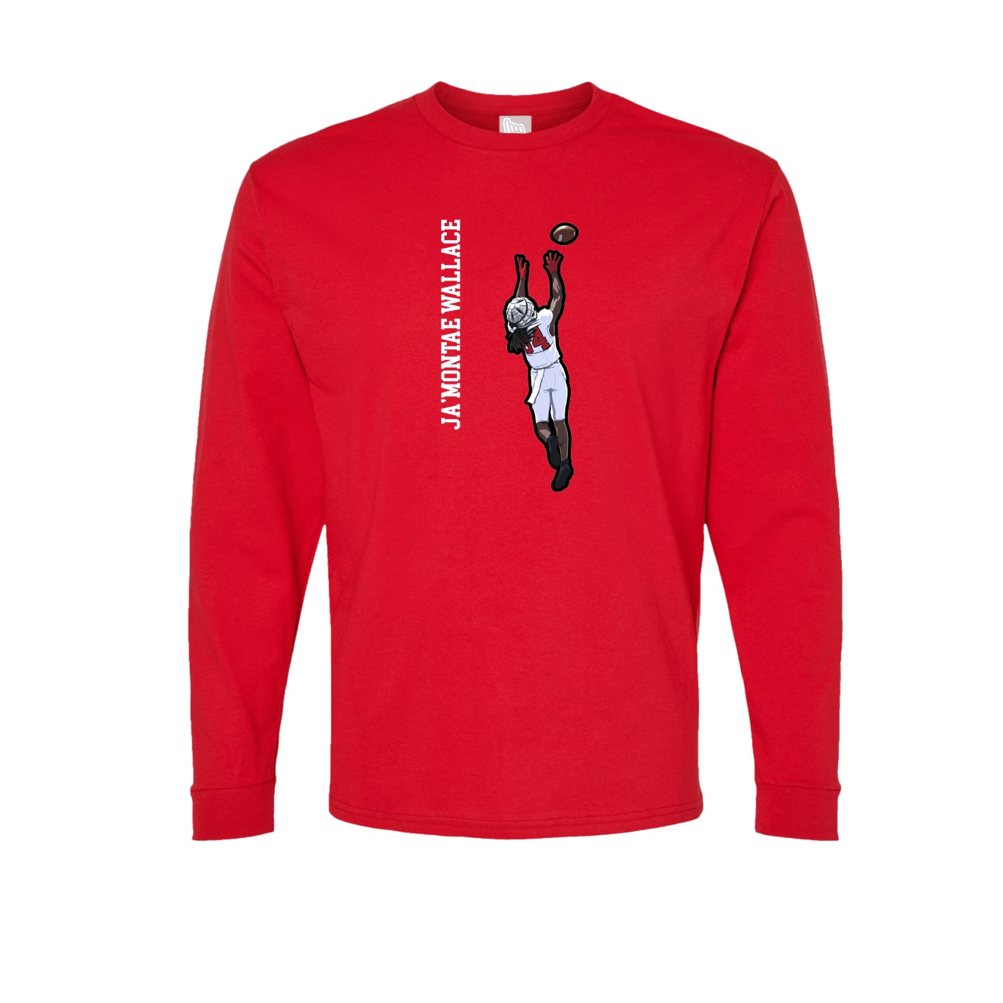 Long Sleeve Tee — Name Vertical in Red